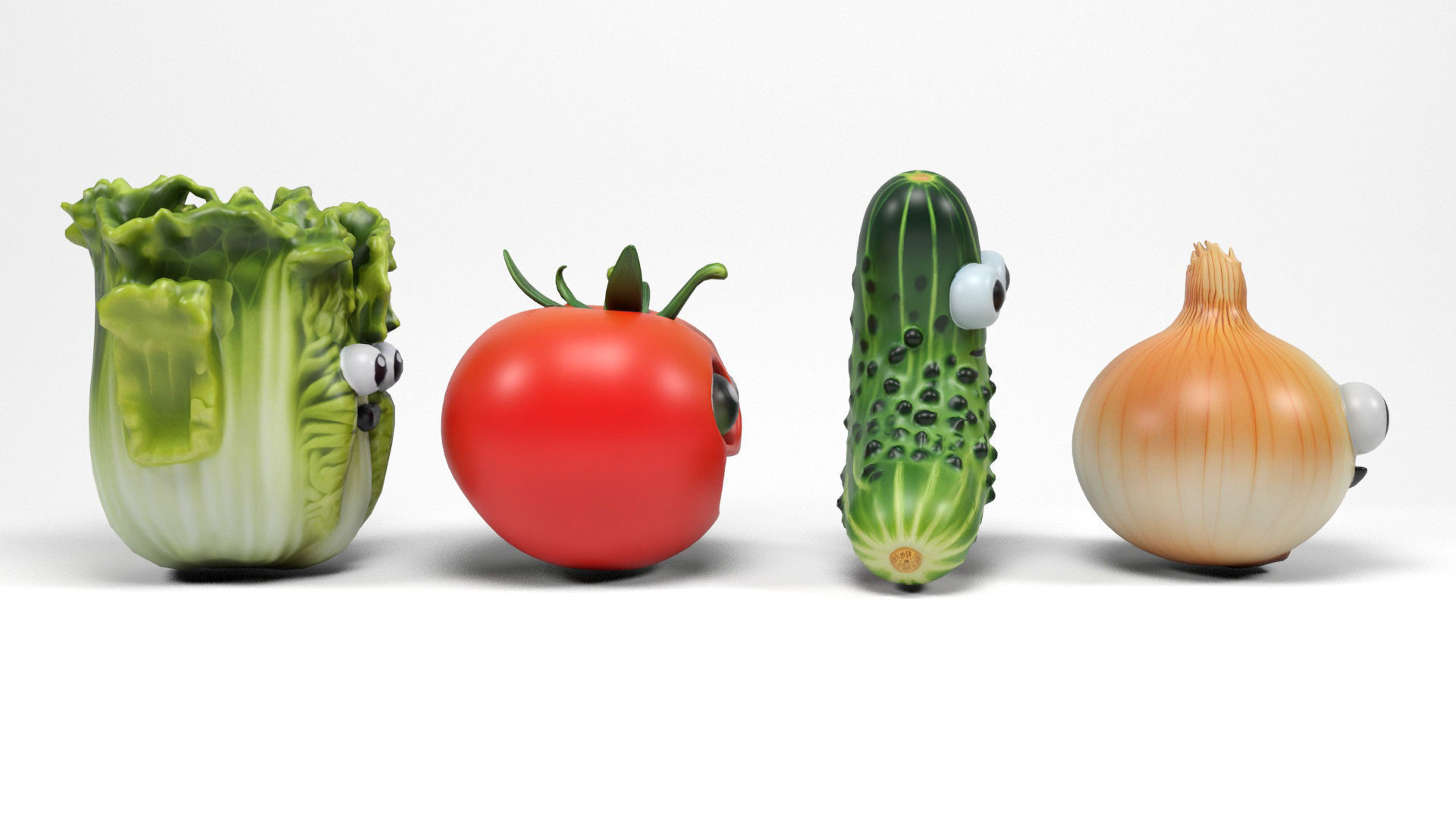 Vegetables characters Low-poly 3D model_4