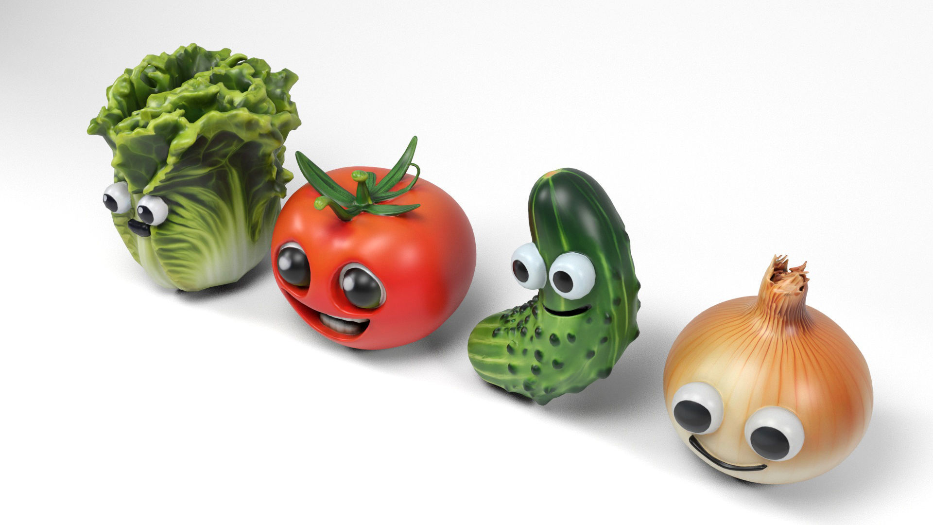 Vegetables characters Low-poly 3D model_5