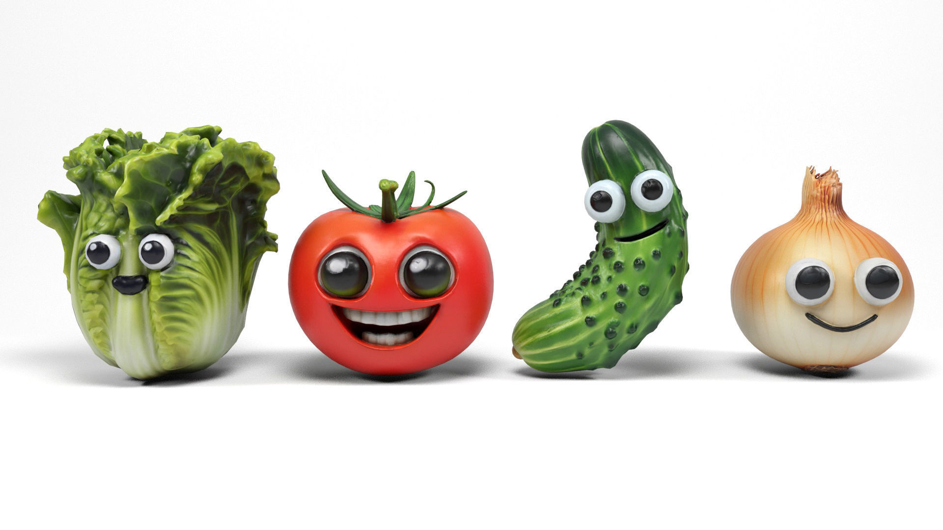 Vegetables characters Low-poly 3D model_3