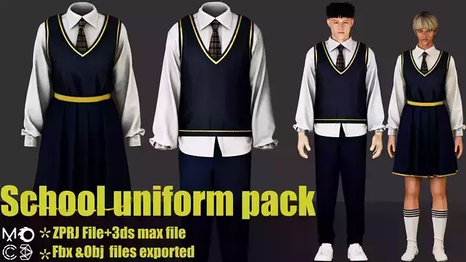 School uniform pack 3D model
