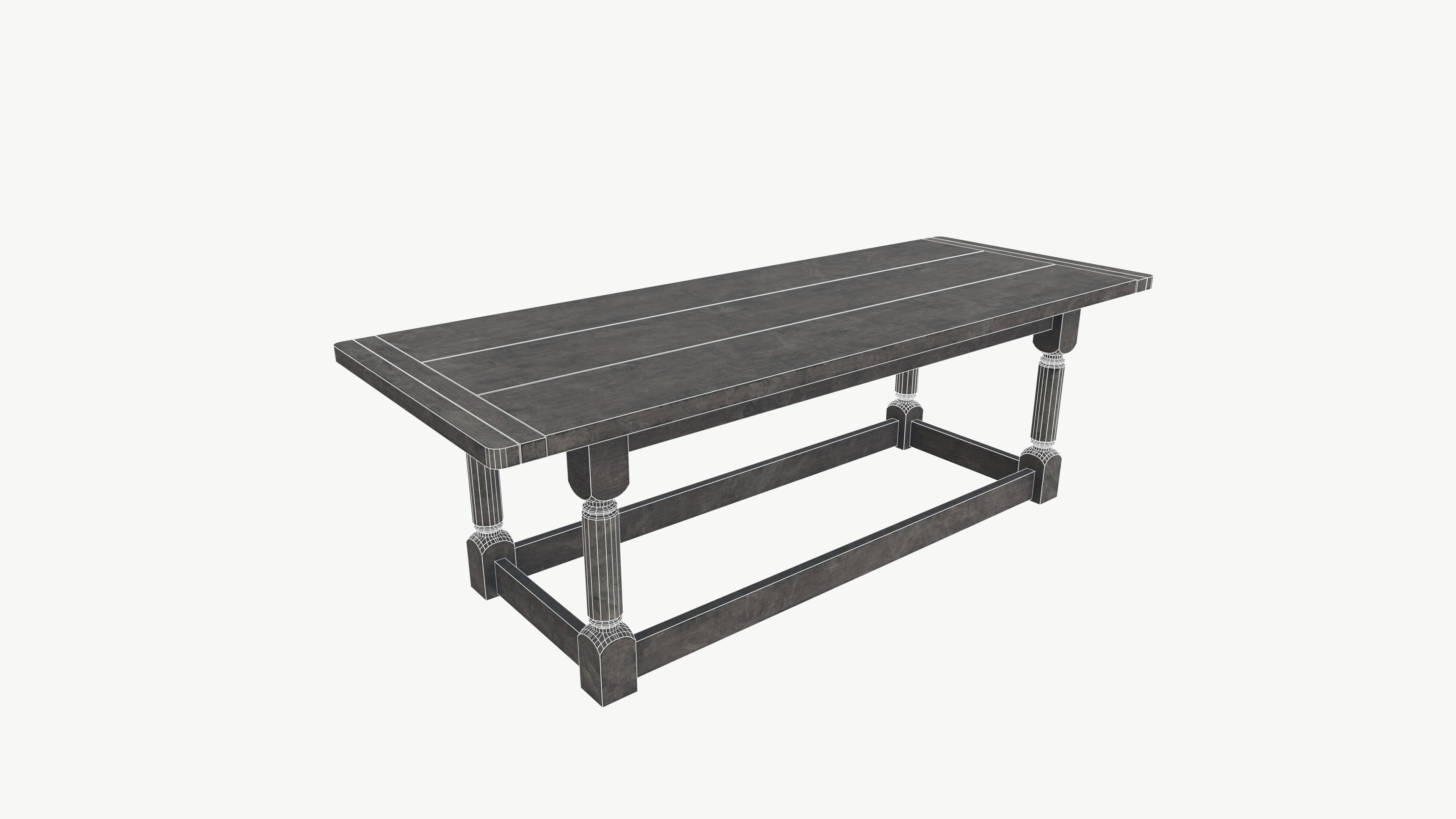 Medieval table Low-poly 3D model_8