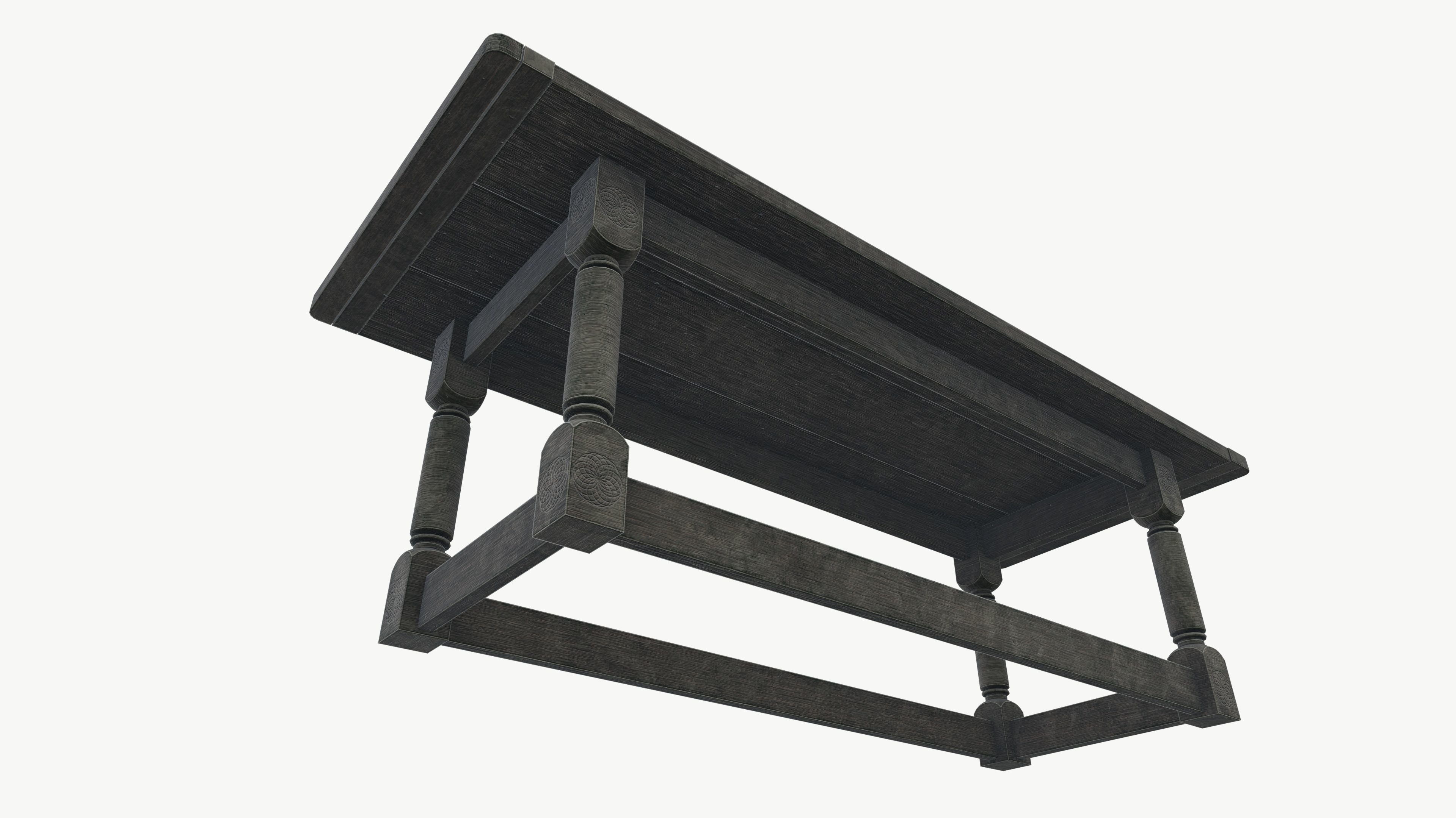 Medieval table Low-poly 3D model_6