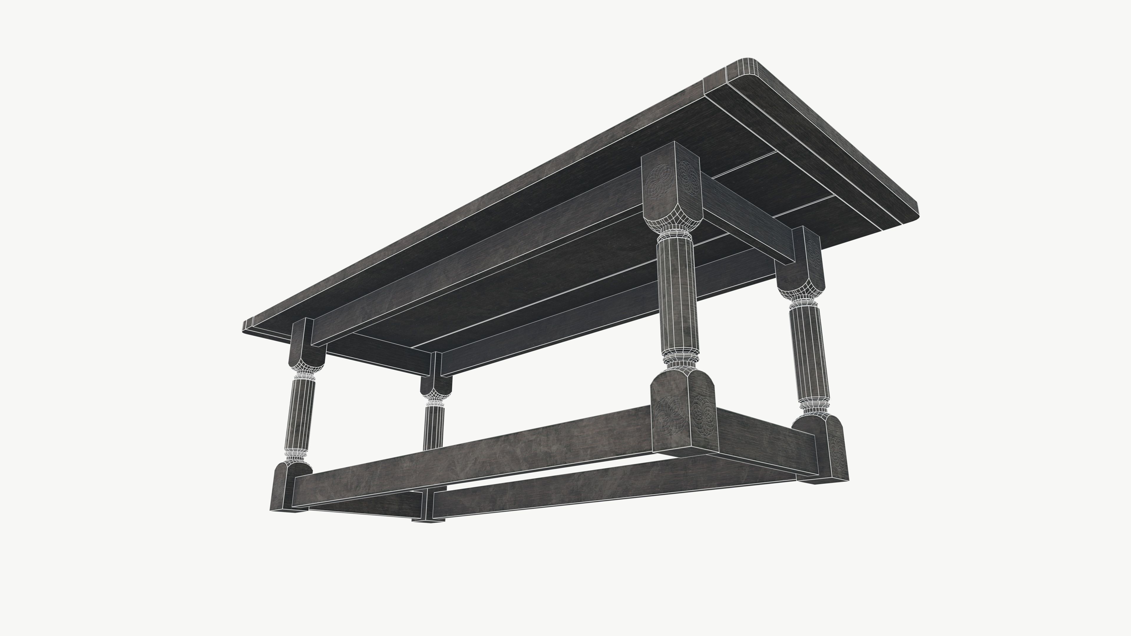Medieval table Low-poly 3D model_9