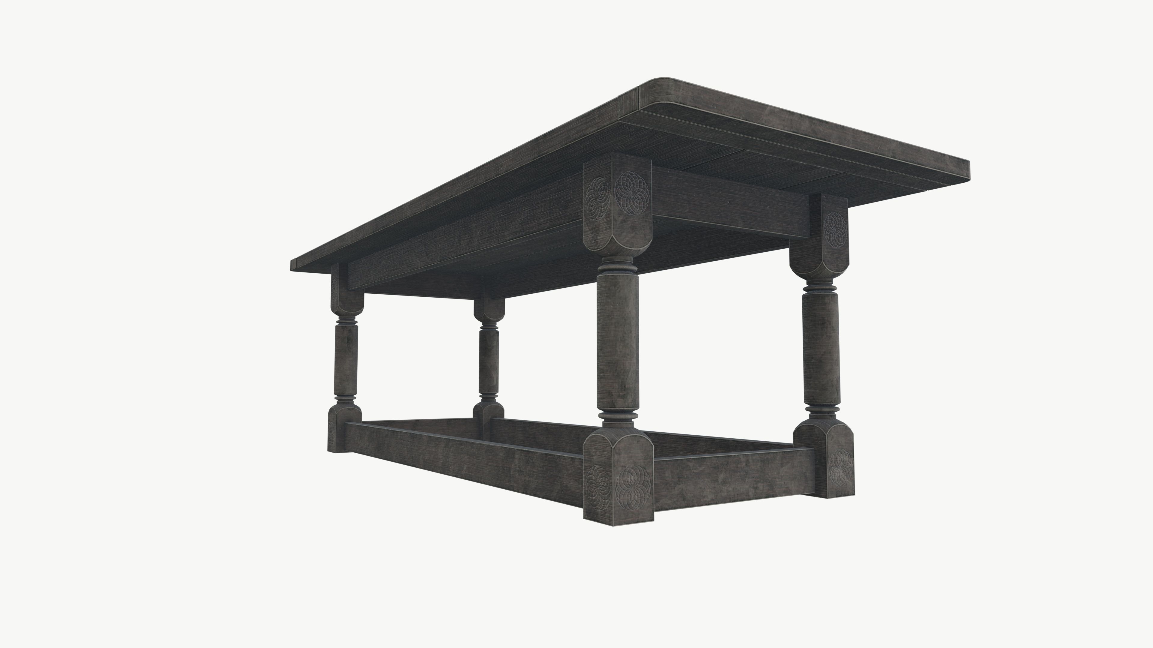 Medieval table Low-poly 3D model_4