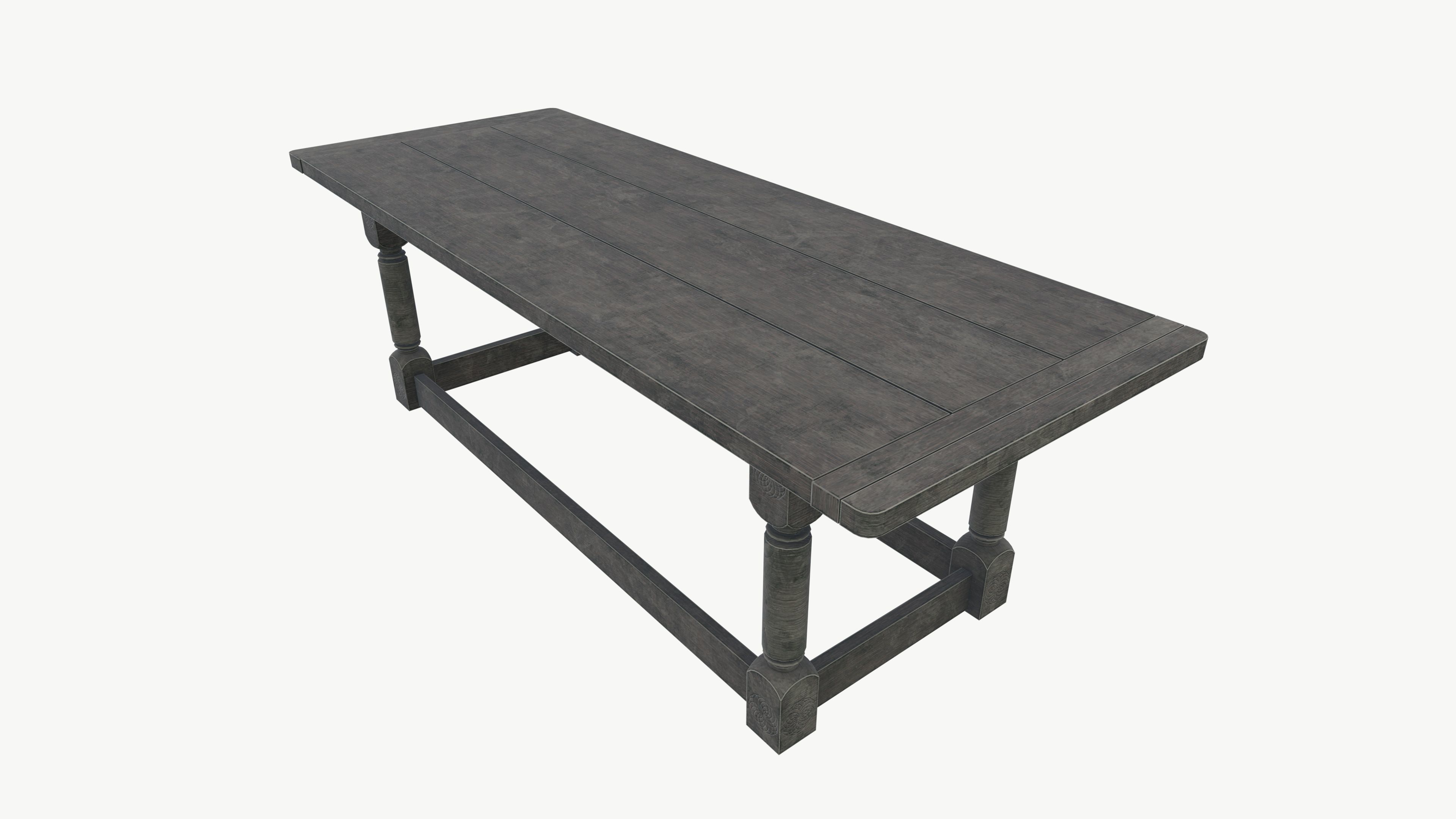 Medieval table Low-poly 3D model_2