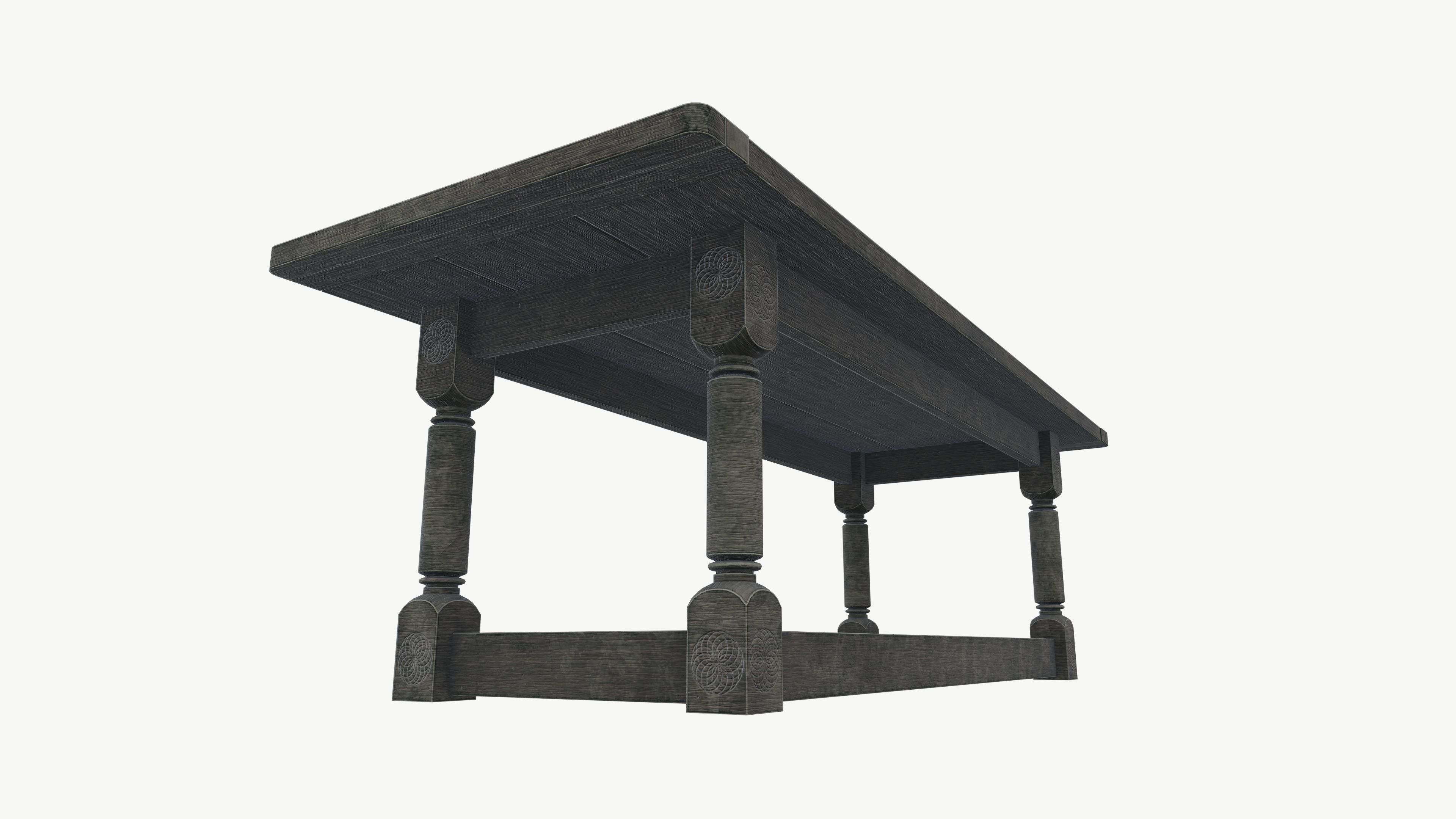 Medieval table Low-poly 3D model_5