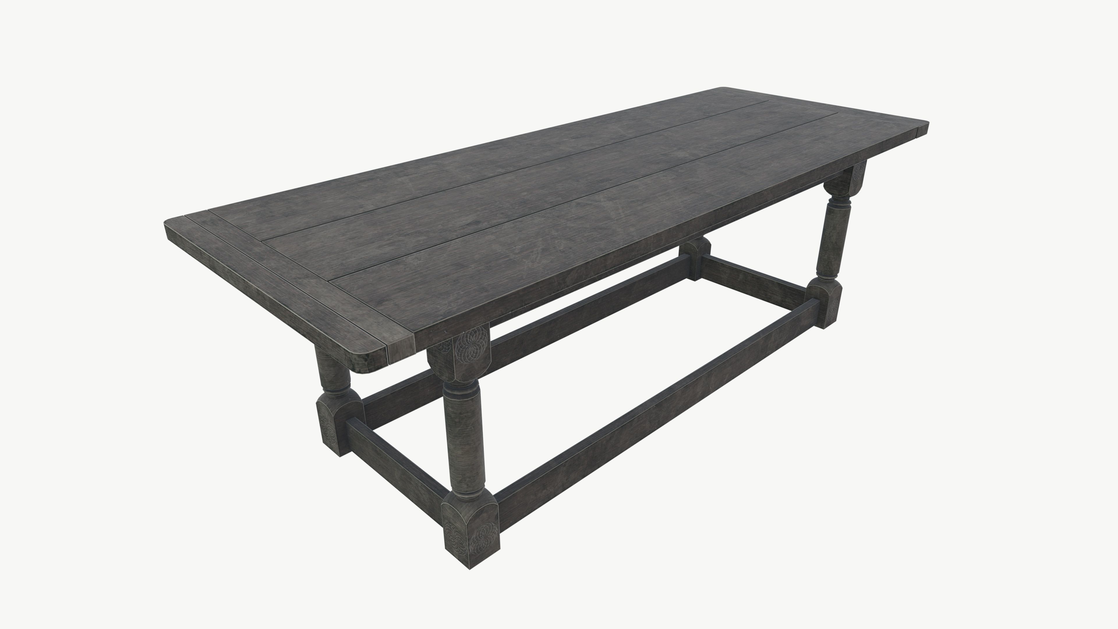 Medieval table Low-poly 3D model_3