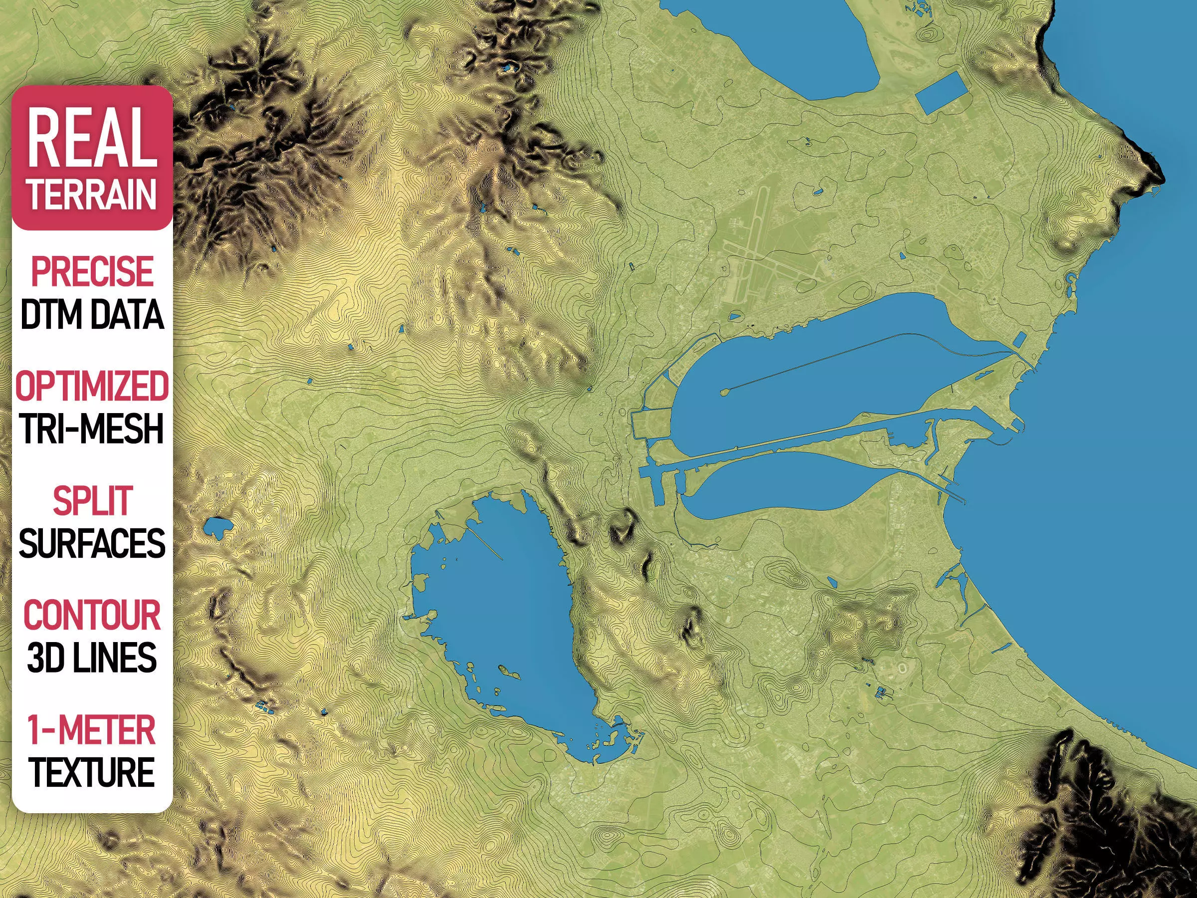 Tunis - Topography Terrain Low-poly 3D model_0