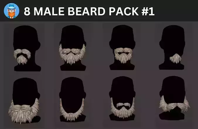 8 Male Beard Pack 