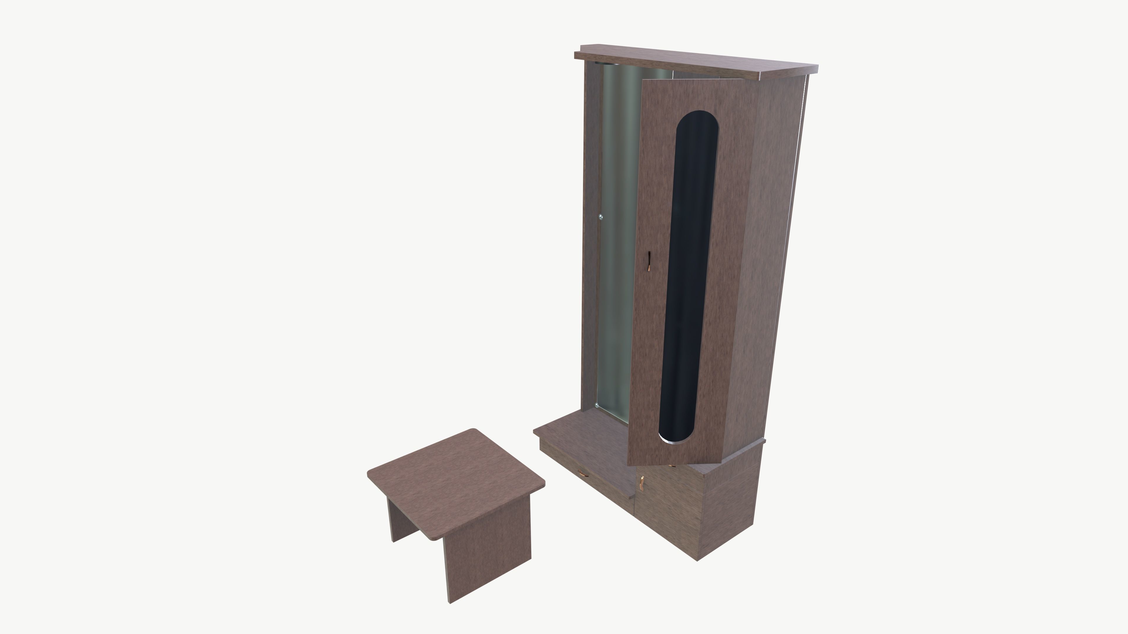 Dressing table Low-poly 3D model_2