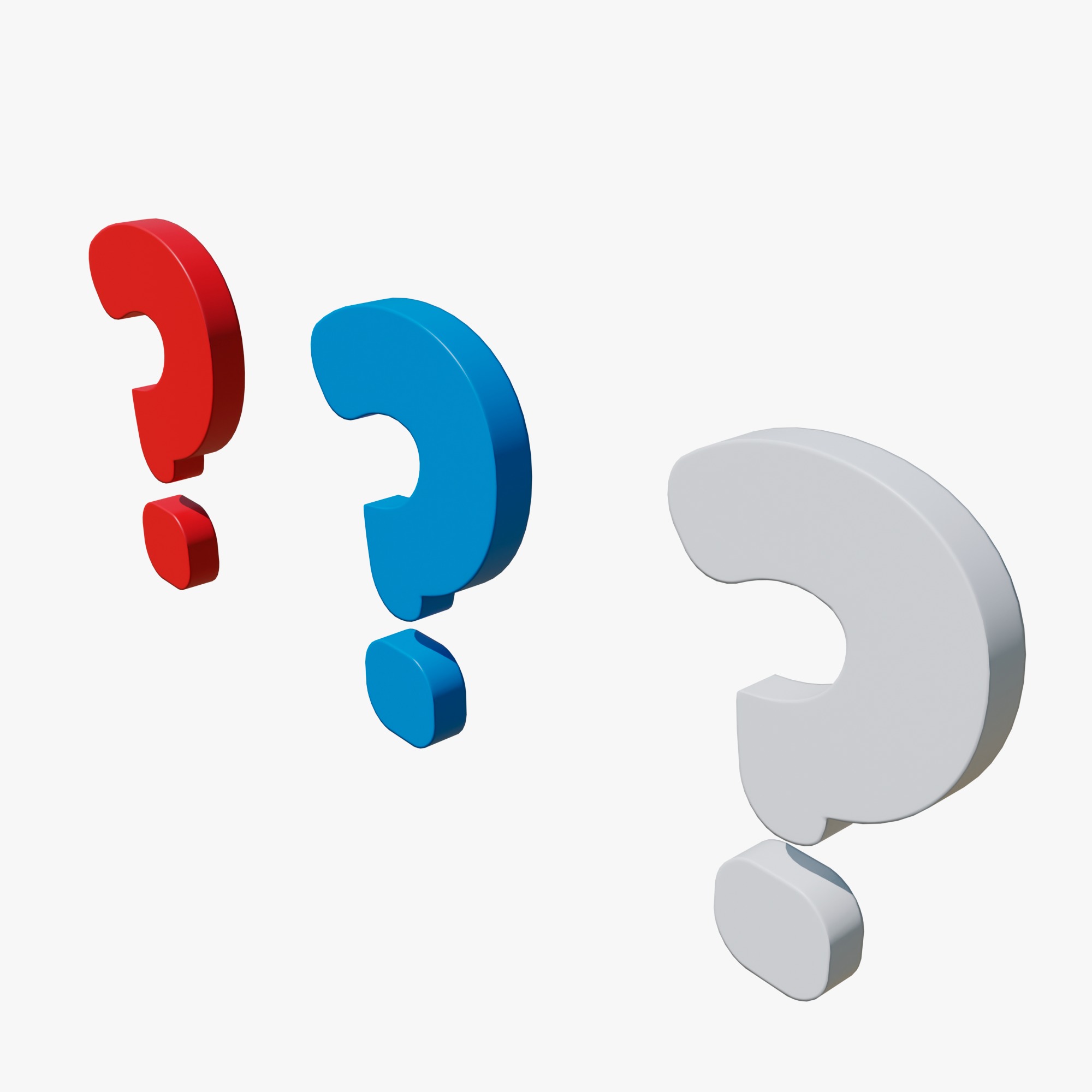 Questions 3 different colors Blue Red White Low-poly 3D model_3