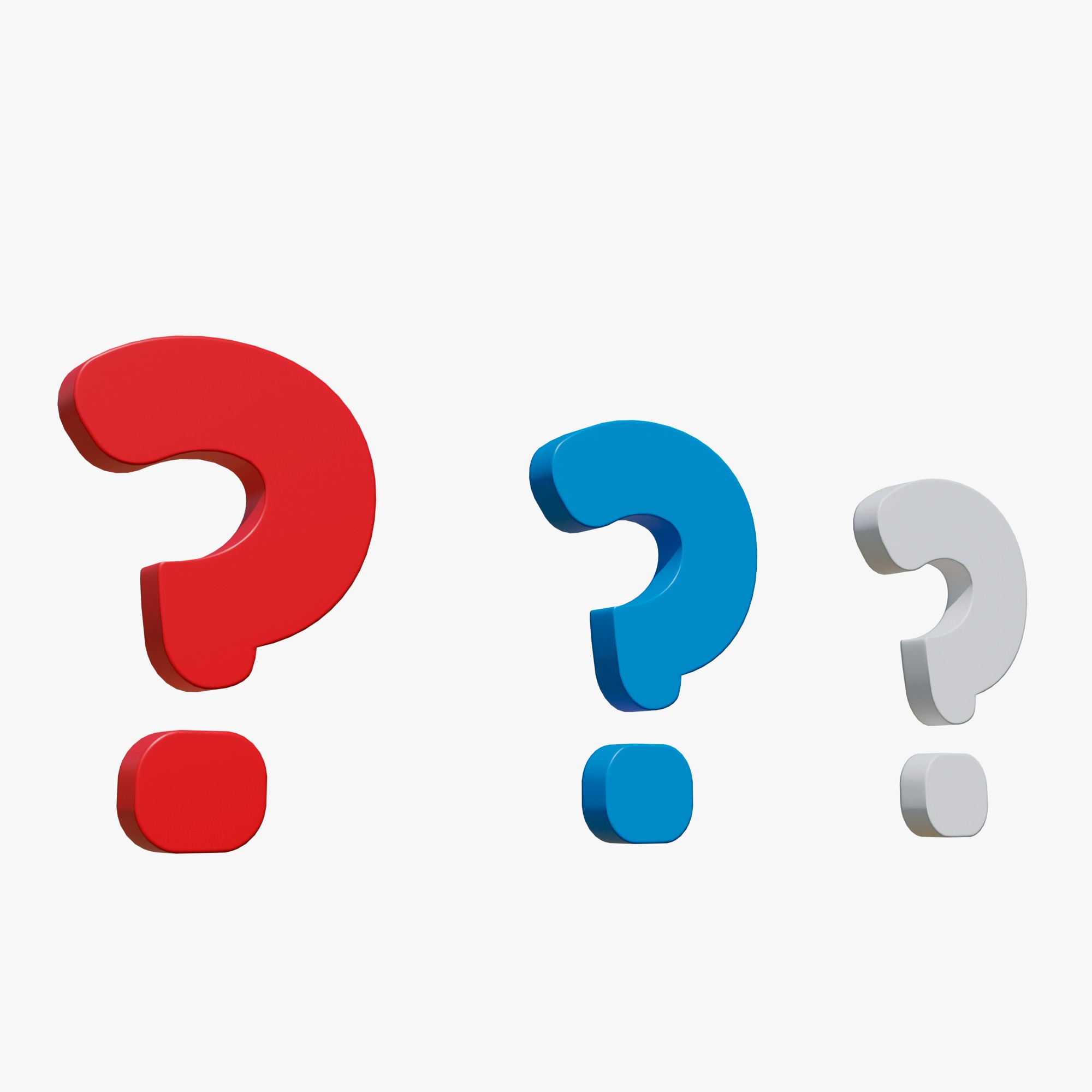 Questions 3 different colors Blue Red White Low-poly 3D model_7