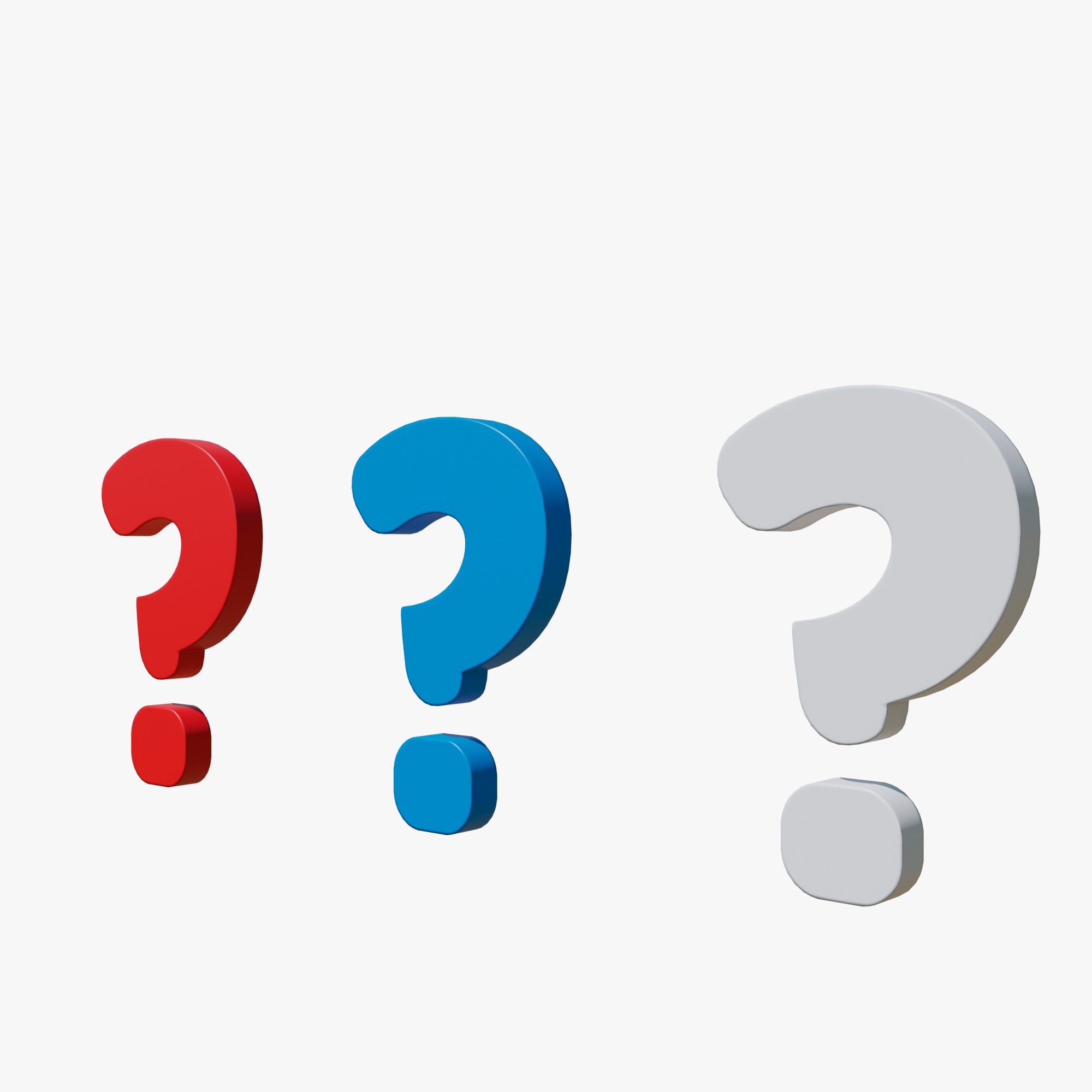 Questions 3 different colors Blue Red White Low-poly 3D model_2