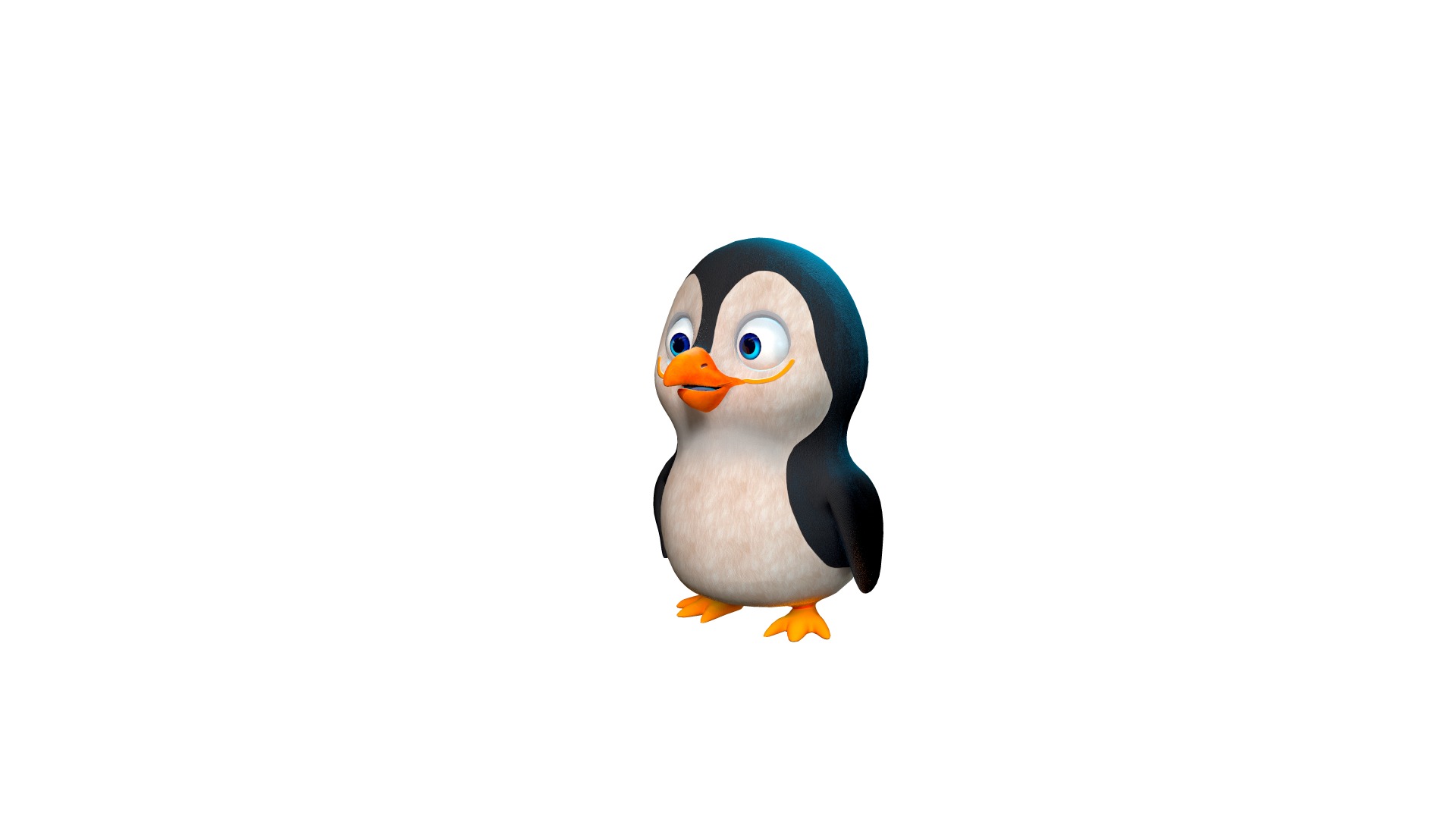 Baby Penguin Character Low-poly 3D model_4