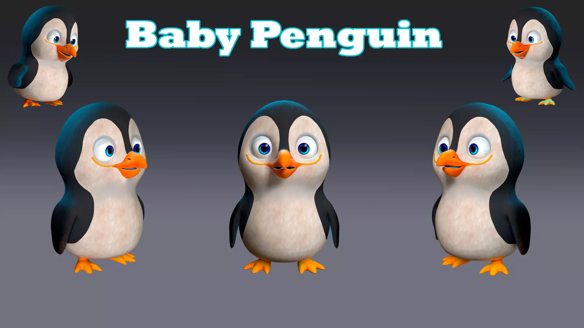 Baby Penguin Character Low-poly 3D model_0