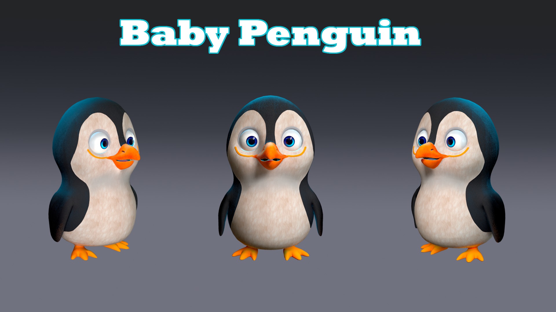 Baby Penguin Character Low-poly 3D model_2