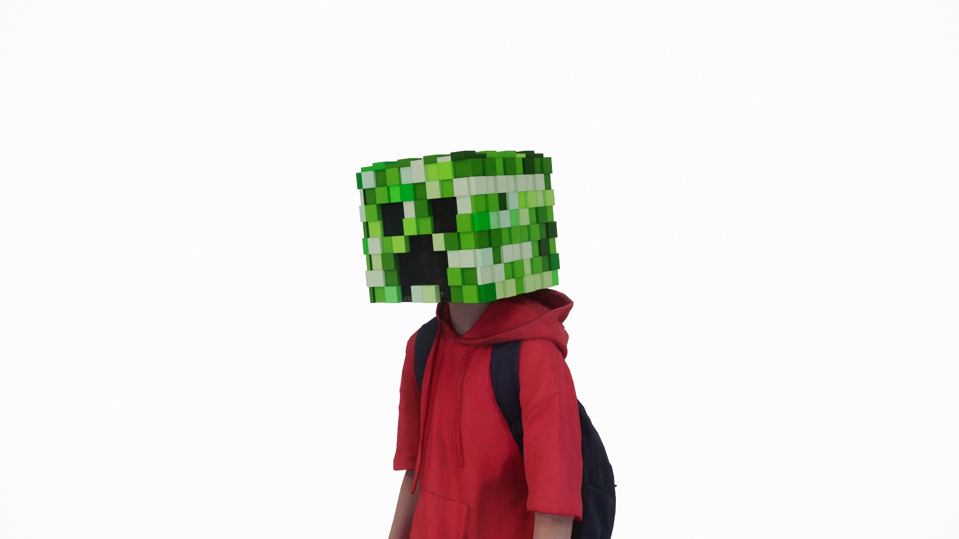 Wearable Minecraft Creeper Helmet 3D model_1
