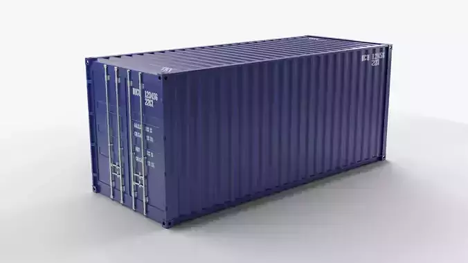 20Ft Cargo Container - Blue - Clean 3D model