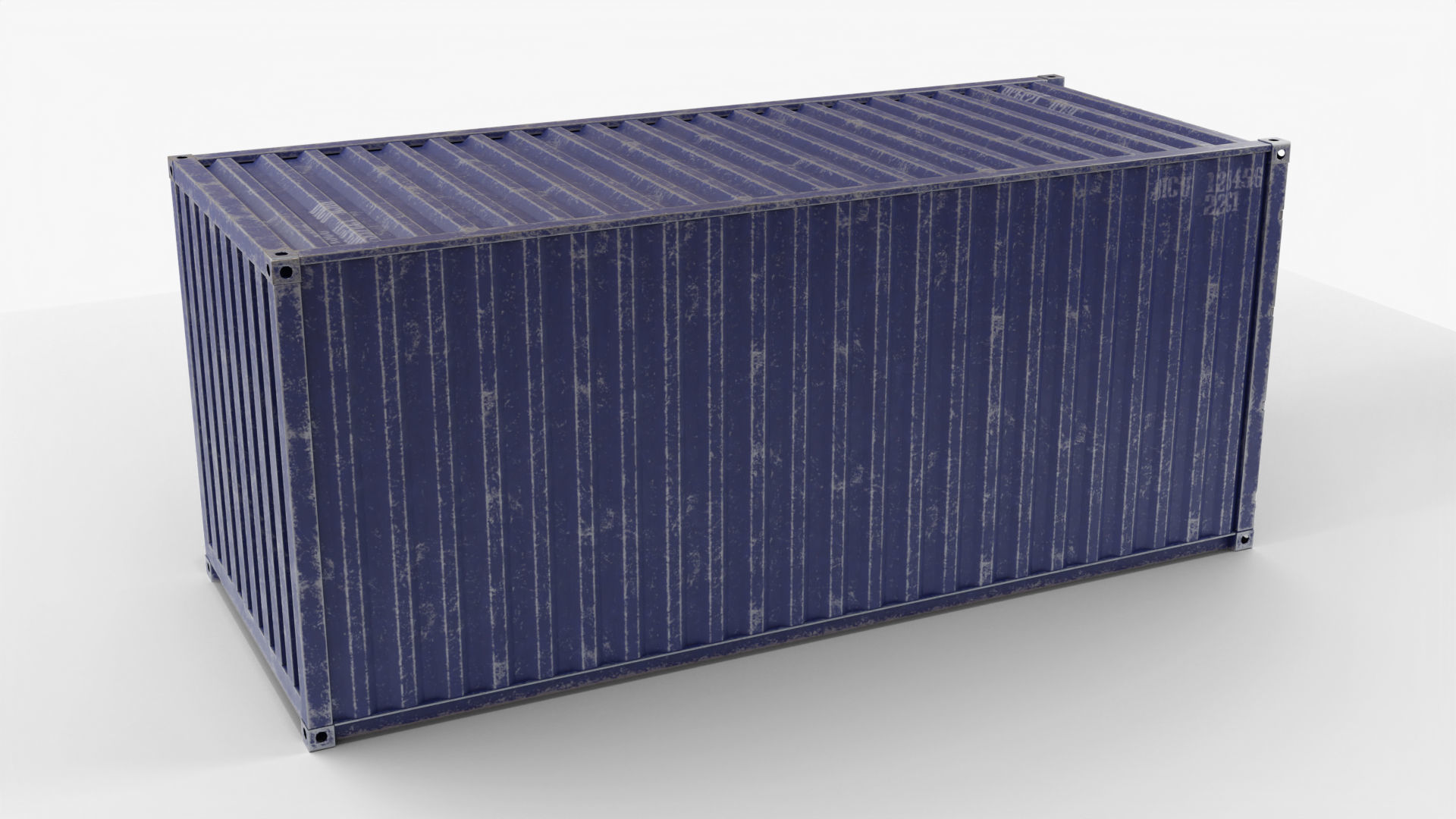 20Ft Cargo Container - Blue - Dirty 3D model_4