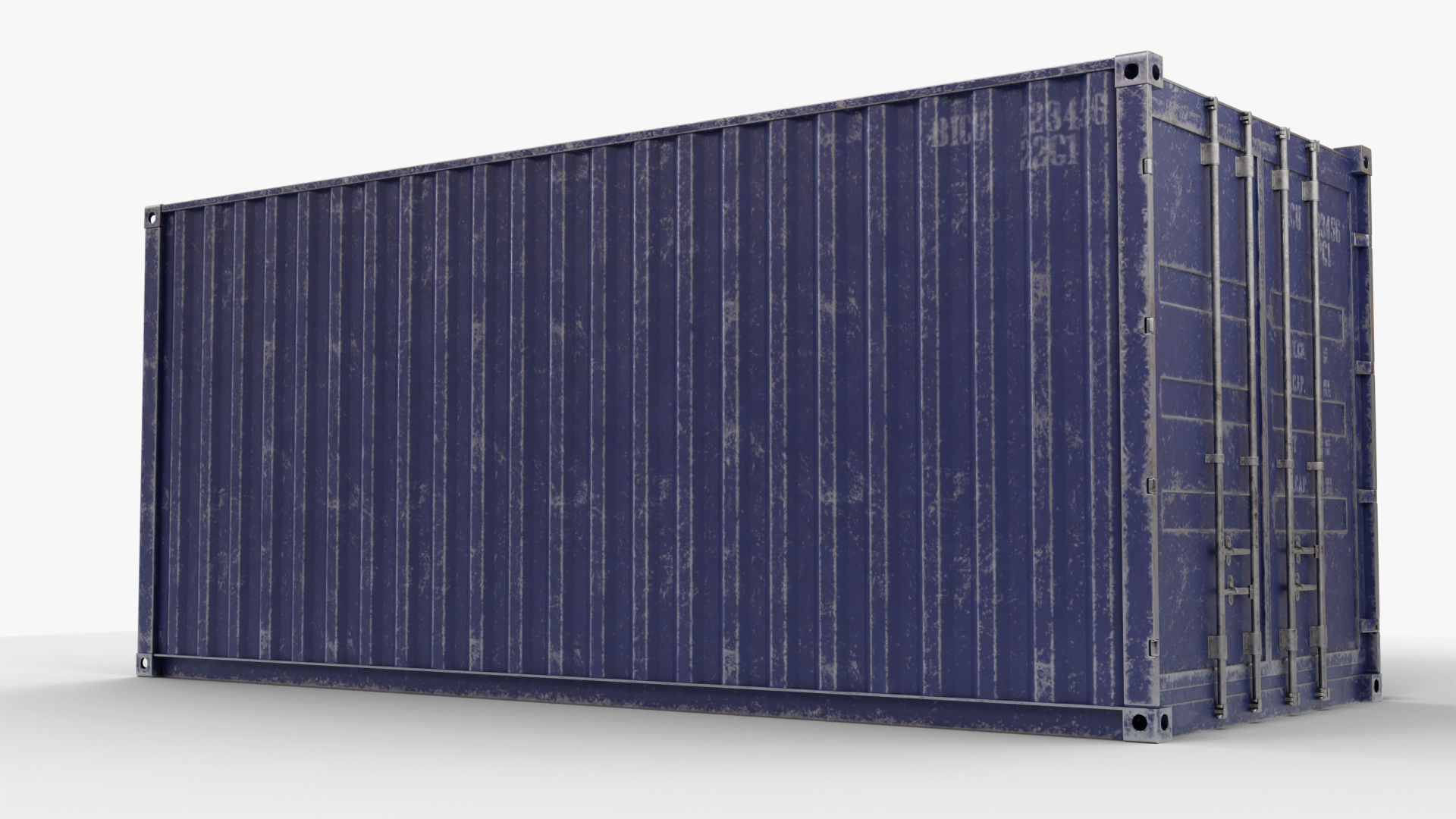 20Ft Cargo Container - Blue - Dirty 3D model_6