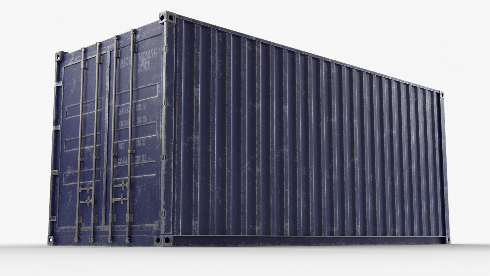 20Ft Cargo Container - Blue - Dirty 3D model_3