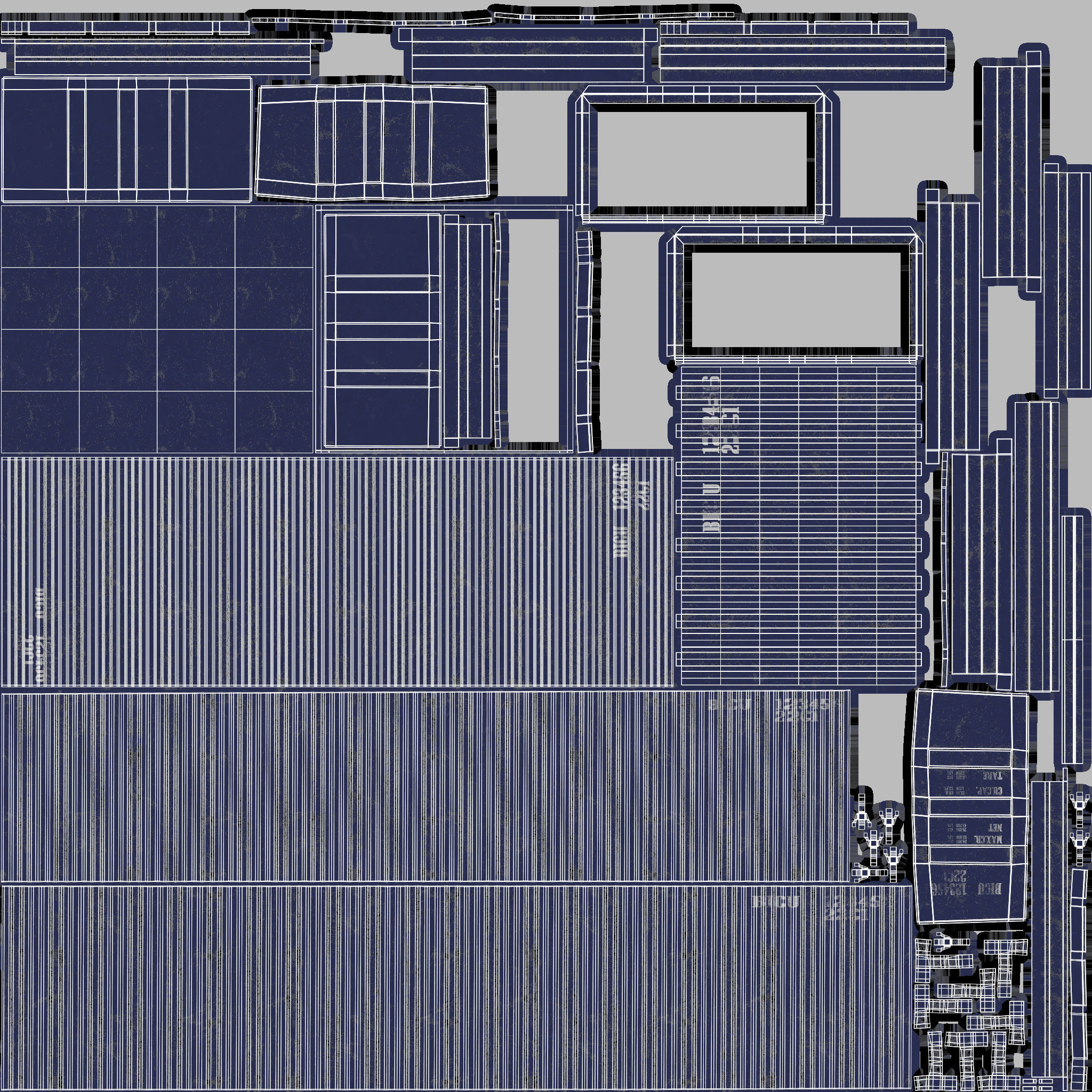 20Ft Cargo Container - Blue - Dirty 3D model_17
