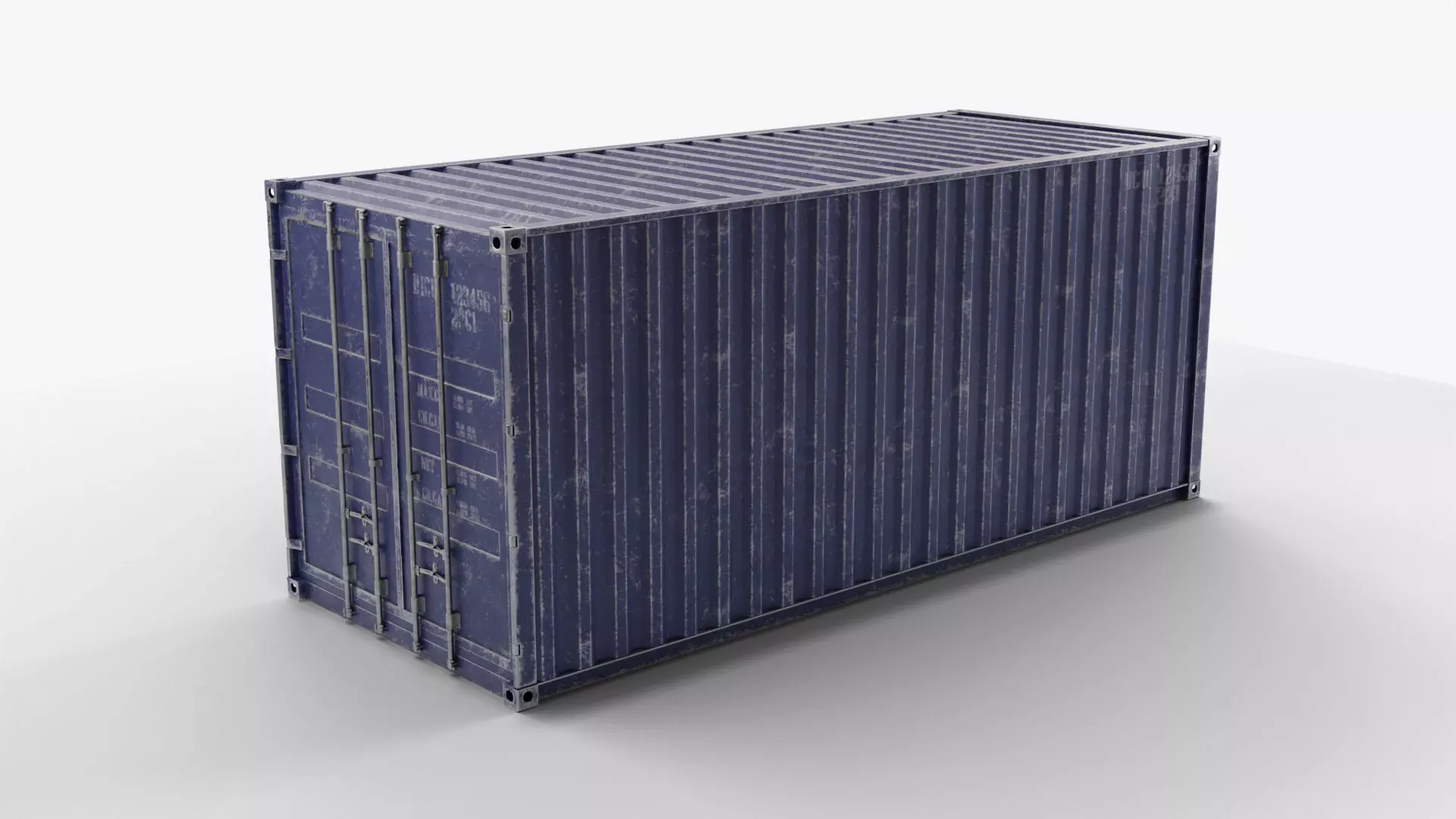 20Ft Cargo Container - Blue - Dirty 3D model_0