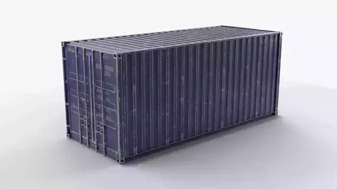 20Ft Cargo Container - Blue - Dirty 3D model
