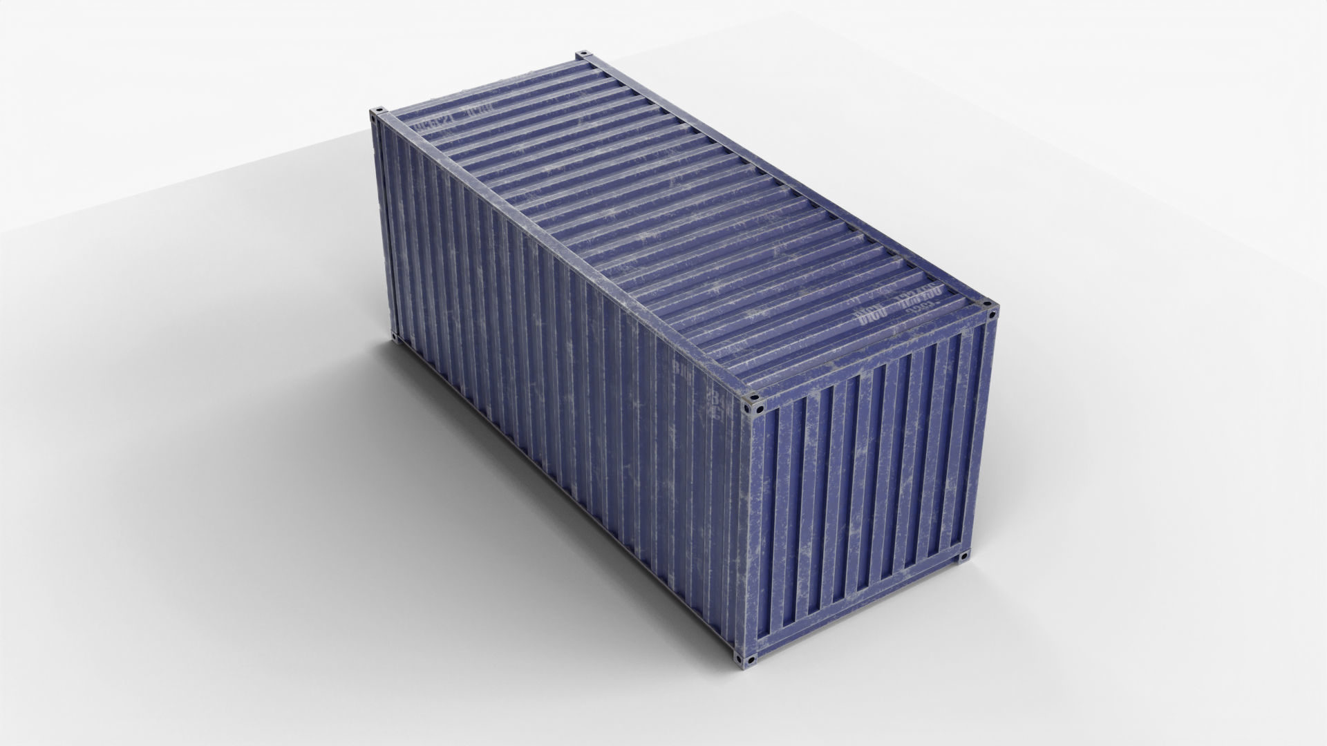 20Ft Cargo Container - Blue - Dirty 3D model_5