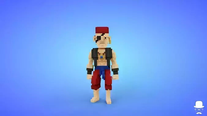 Pirate 2 Voxel Character - 3D Lowpoly Fantasy Model