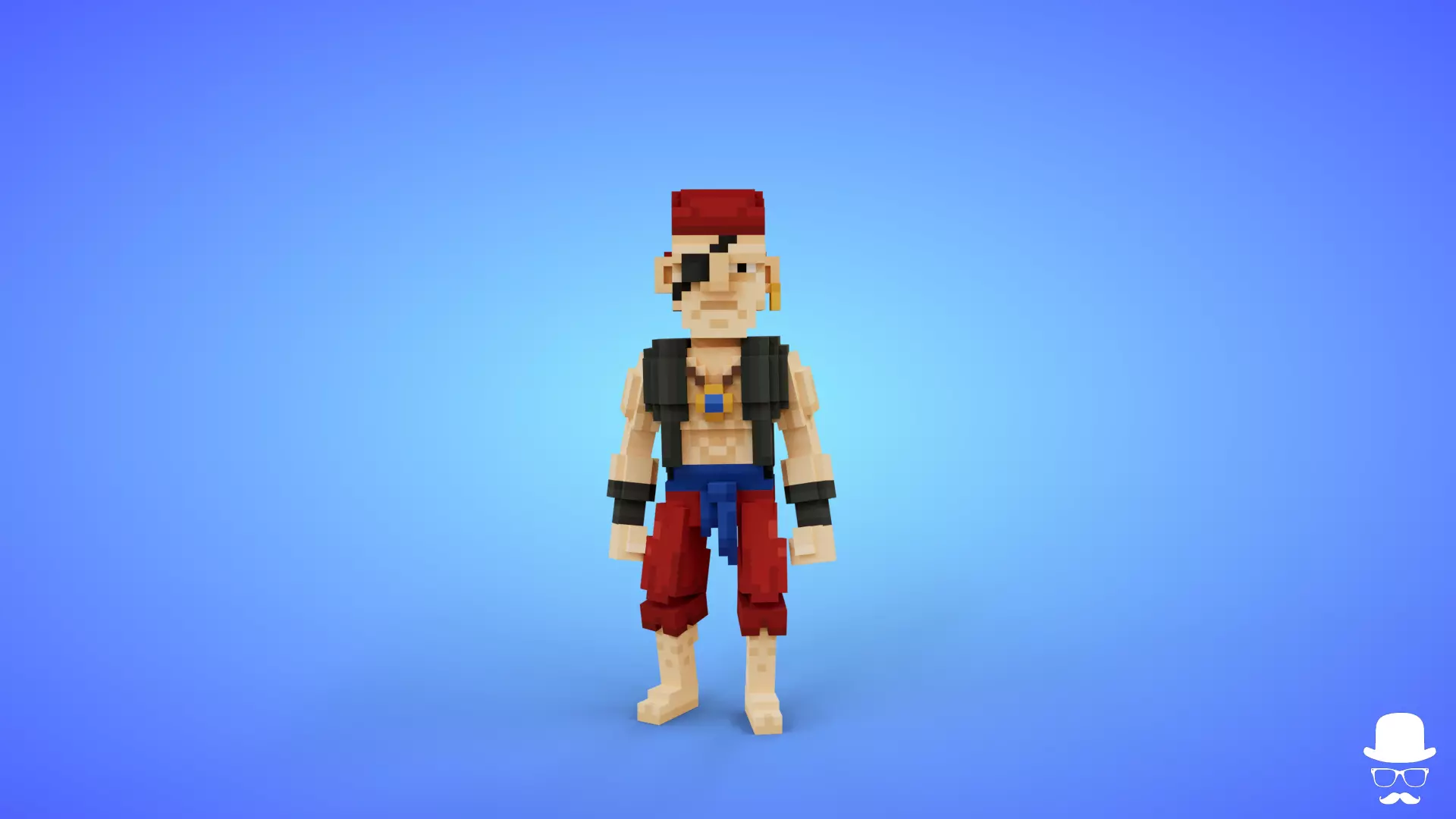 Pirate 2 Voxel Character - 3D Lowpoly Fantasy Model Low-poly 3D model_0