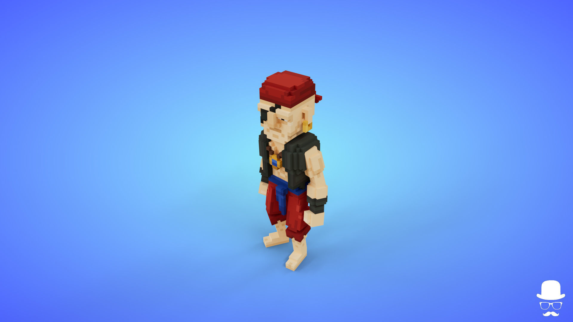 Pirate 2 Voxel Character - 3D Lowpoly Fantasy Model Low-poly 3D model_4