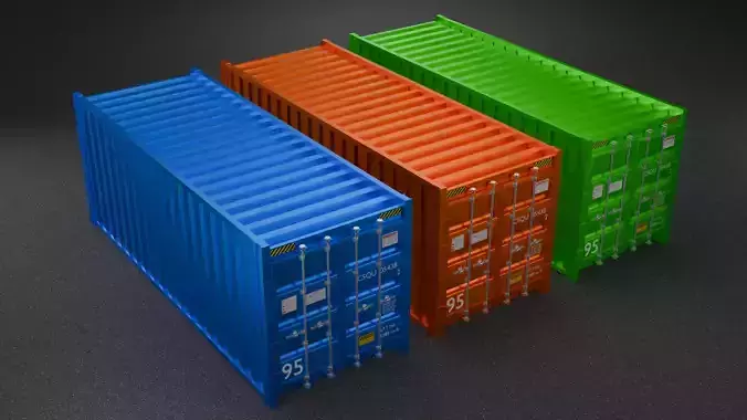 container shipping low-poly 3D model