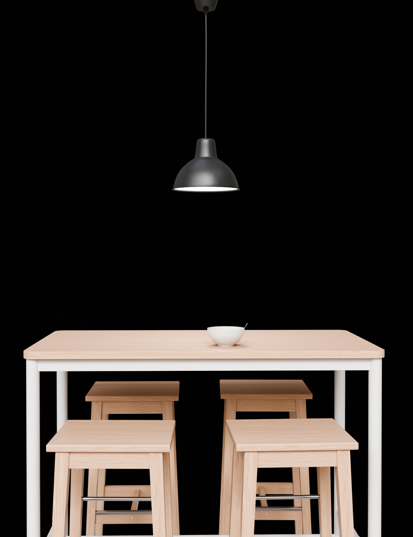 Wood Table with Stools  3D model_10