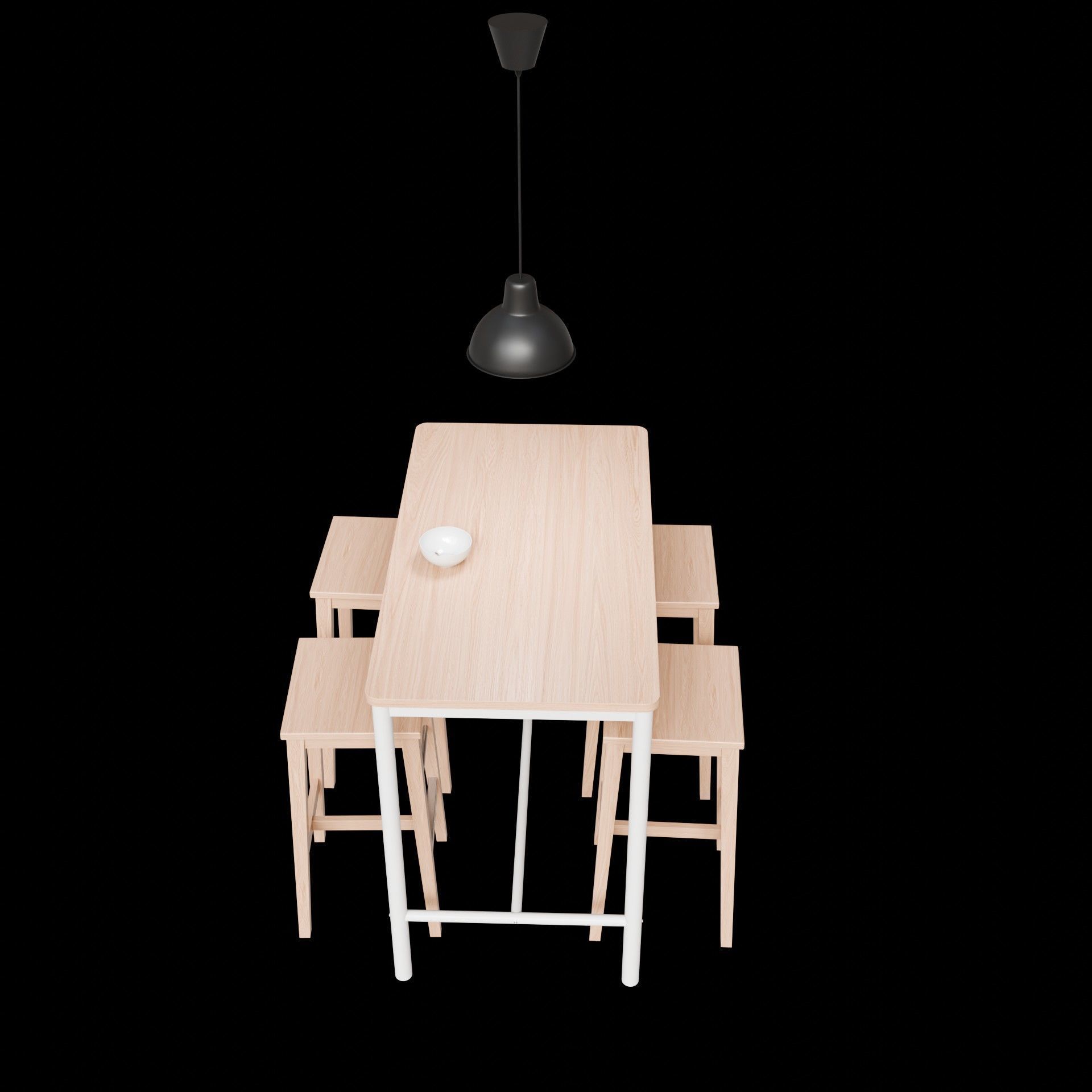 Wood Table with Stools  3D model_13