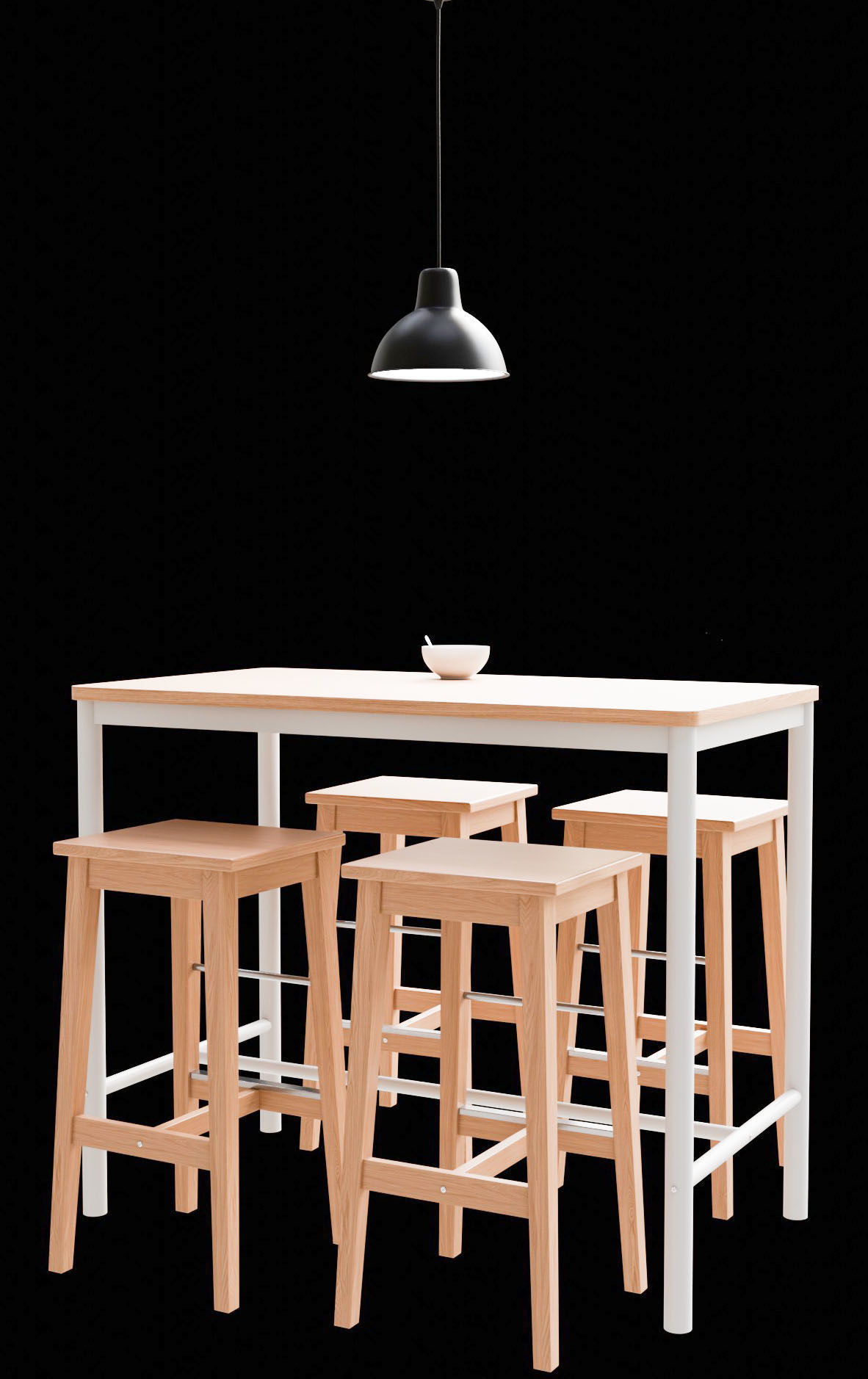 Wood Table with Stools  3D model_14