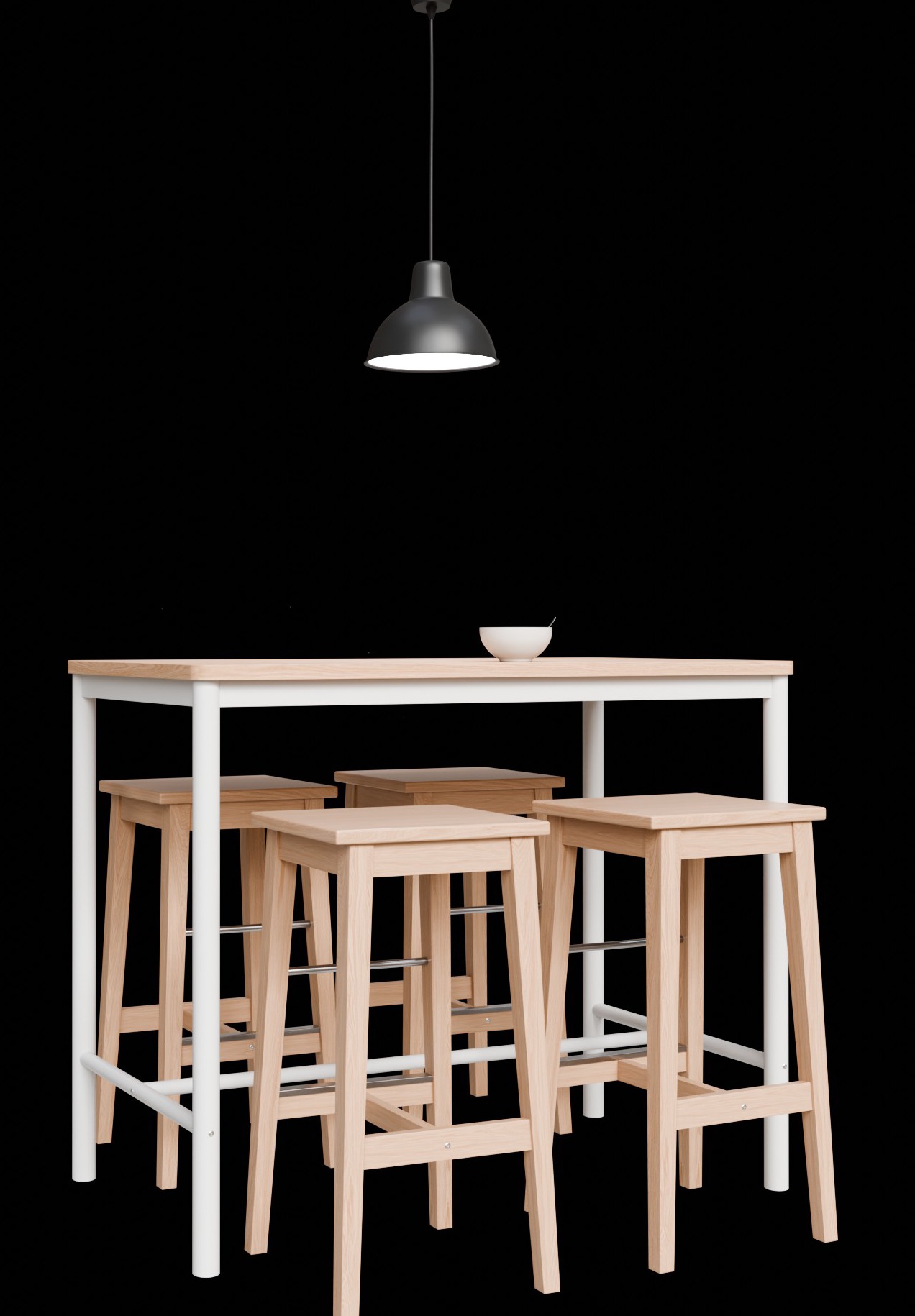 Wood Table with Stools  3D model_2