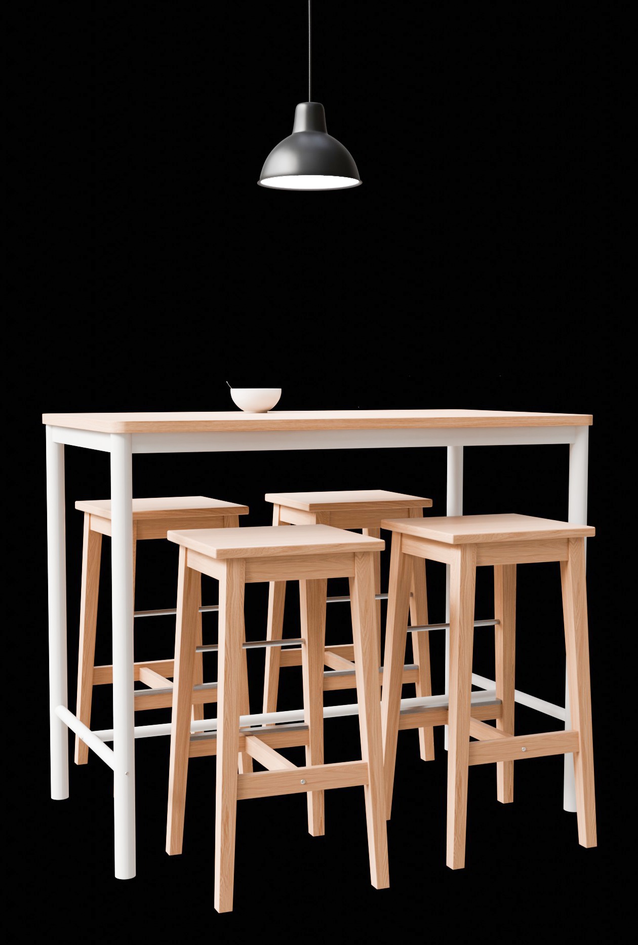 Wood Table with Stools  3D model_21
