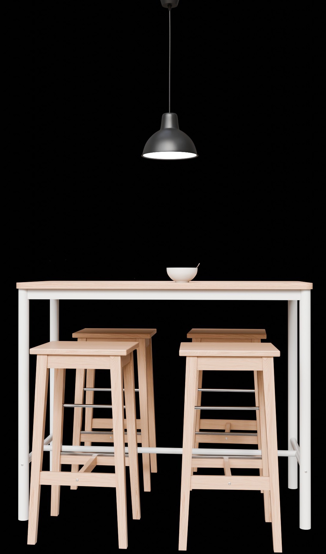 Wood Table with Stools  3D model_4