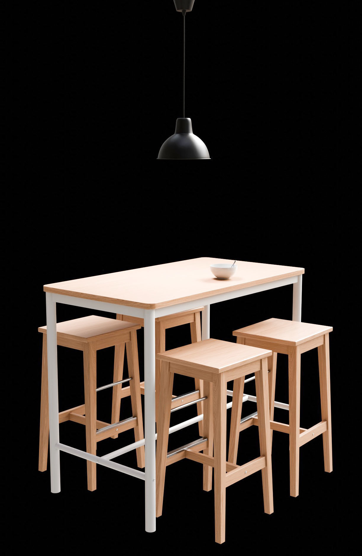 Wood Table with Stools  3D model_17