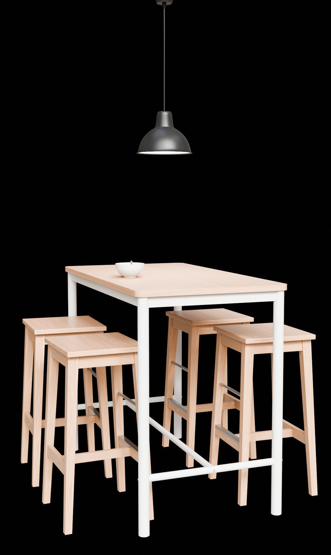 Wood Table with Stools  3D model_1