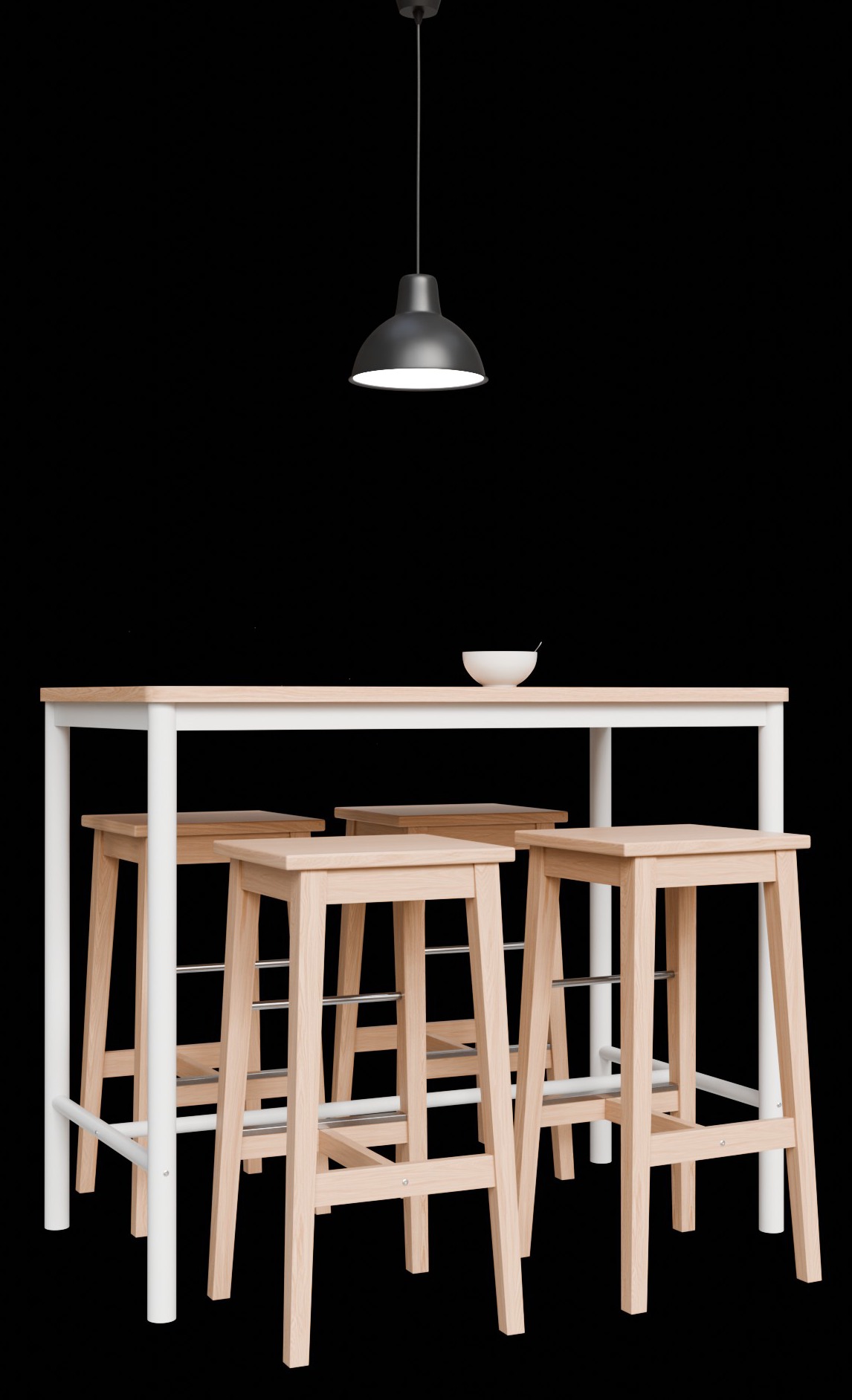 Wood Table with Stools  3D model_19