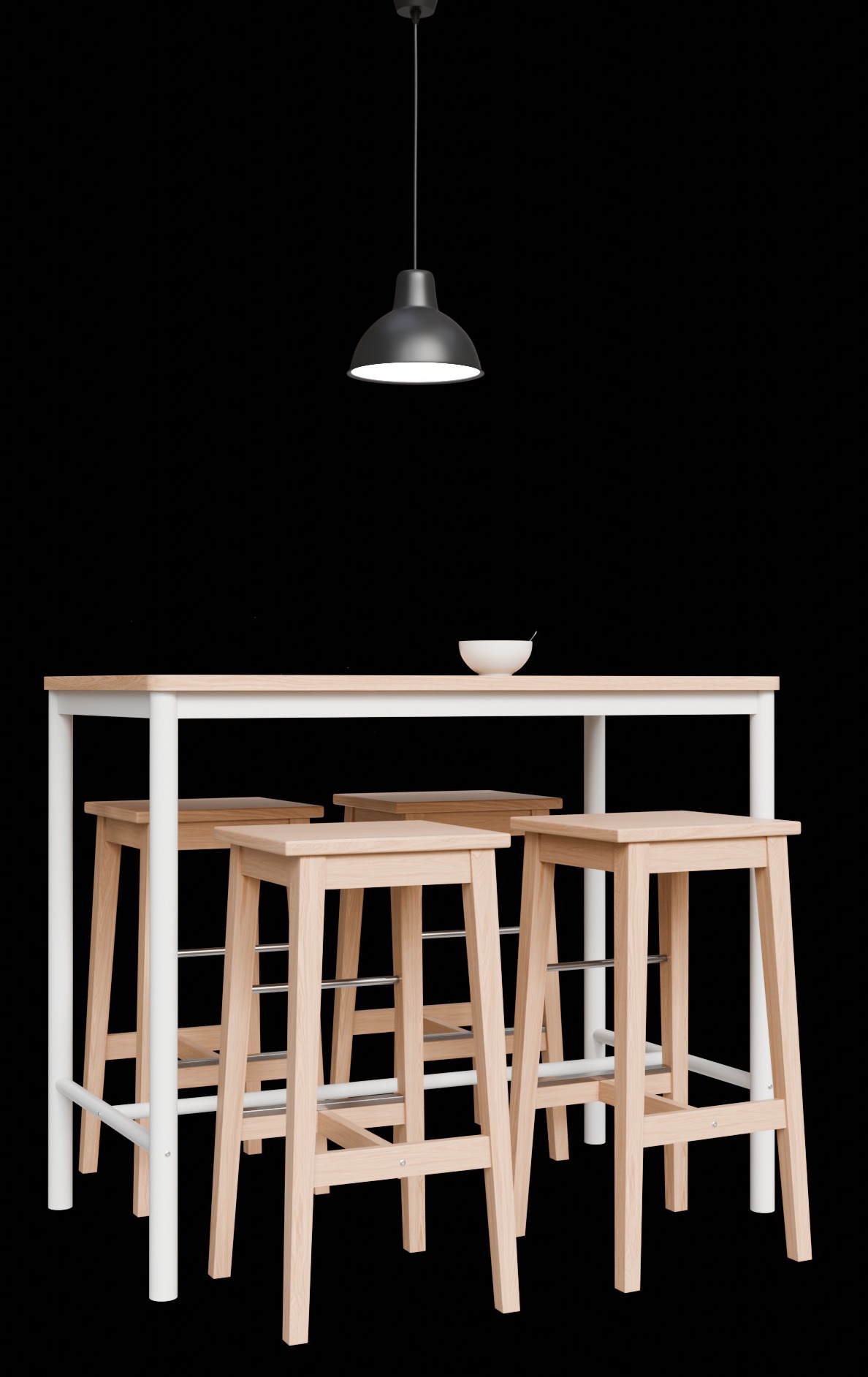 Wood Table with Stools  3D model_3