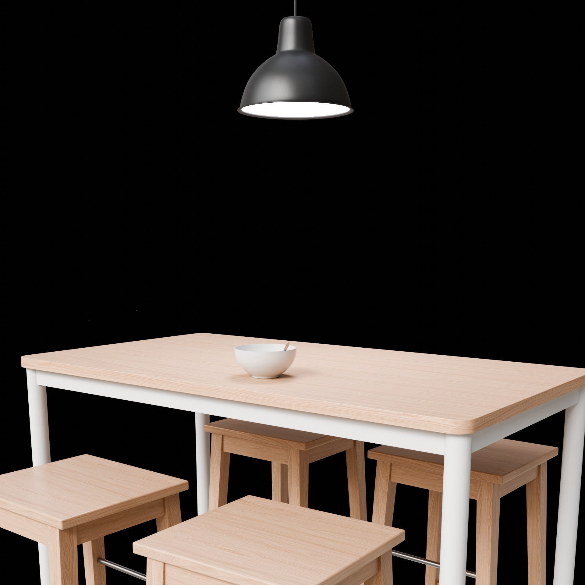 Wood Table with Stools  3D model_20