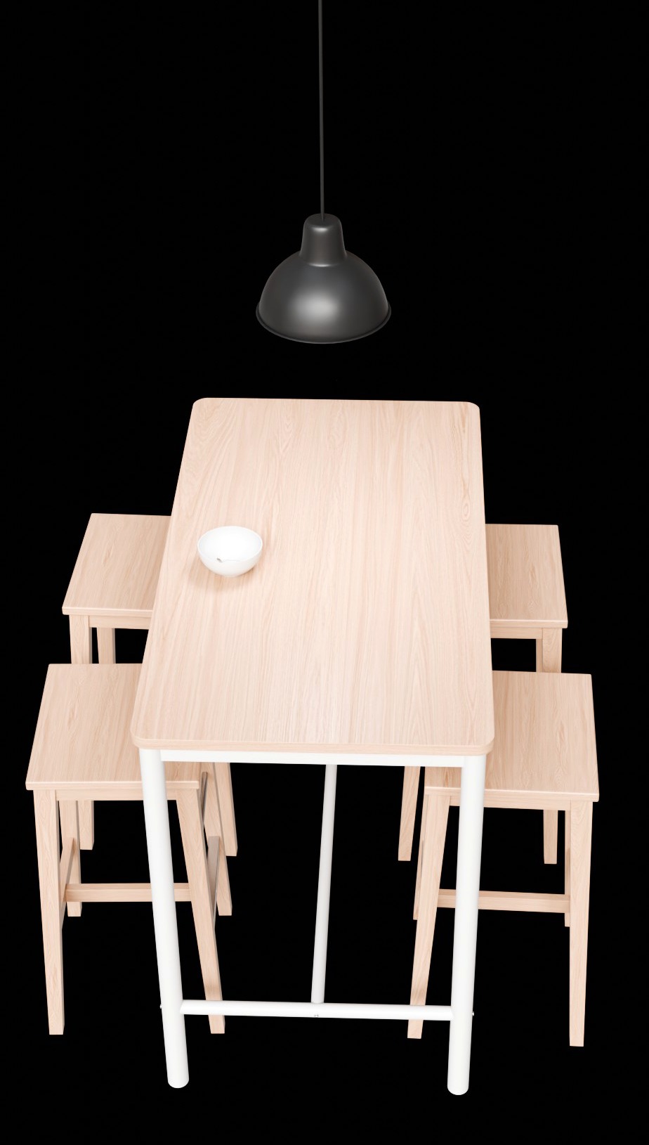 Wood Table with Stools  3D model_8