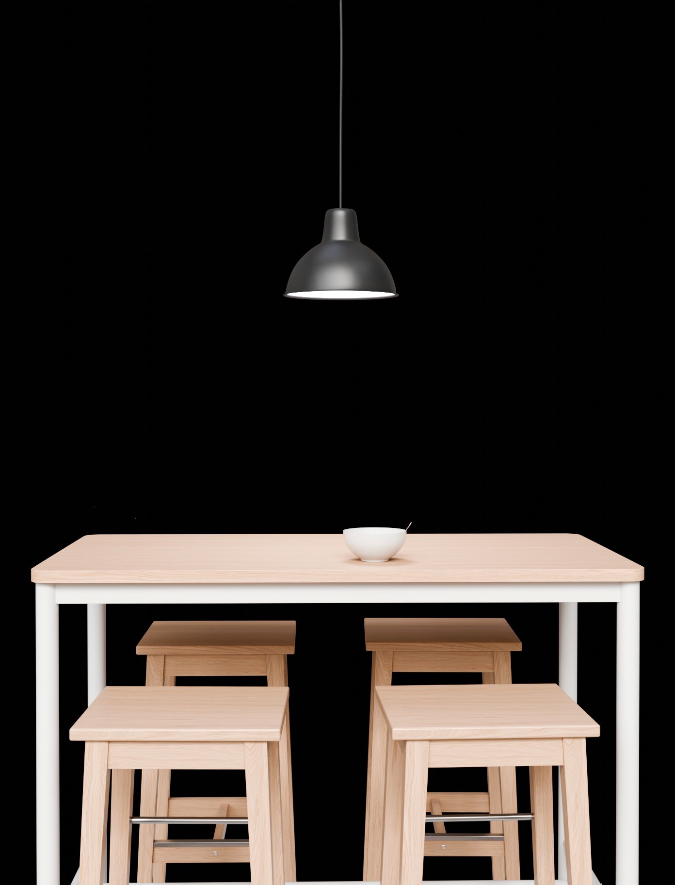 Wood Table with Stools  3D model_15