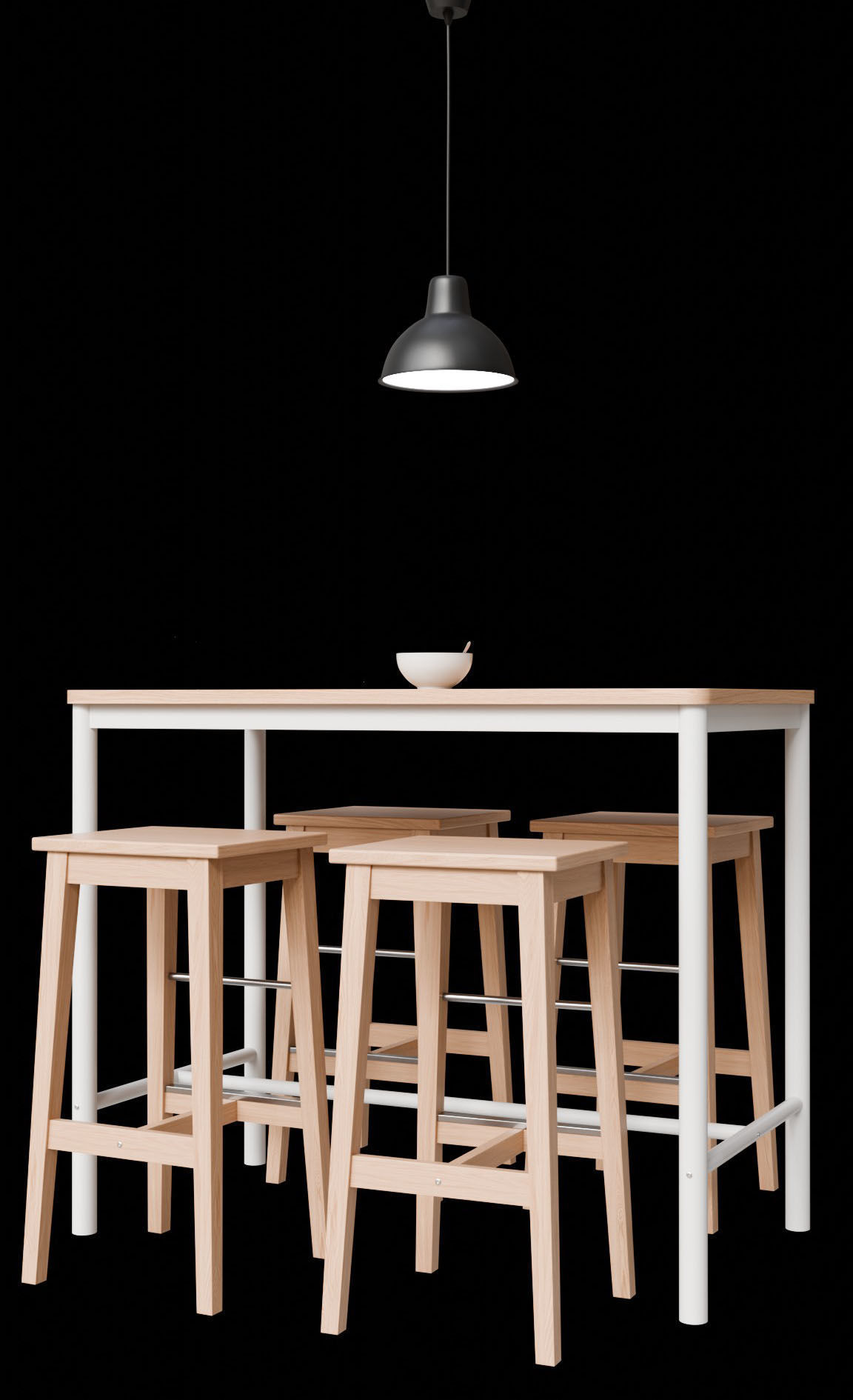 Wood Table with Stools  3D model_16