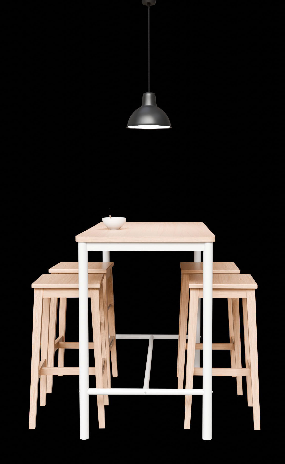 Wood Table with Stools  3D model_18