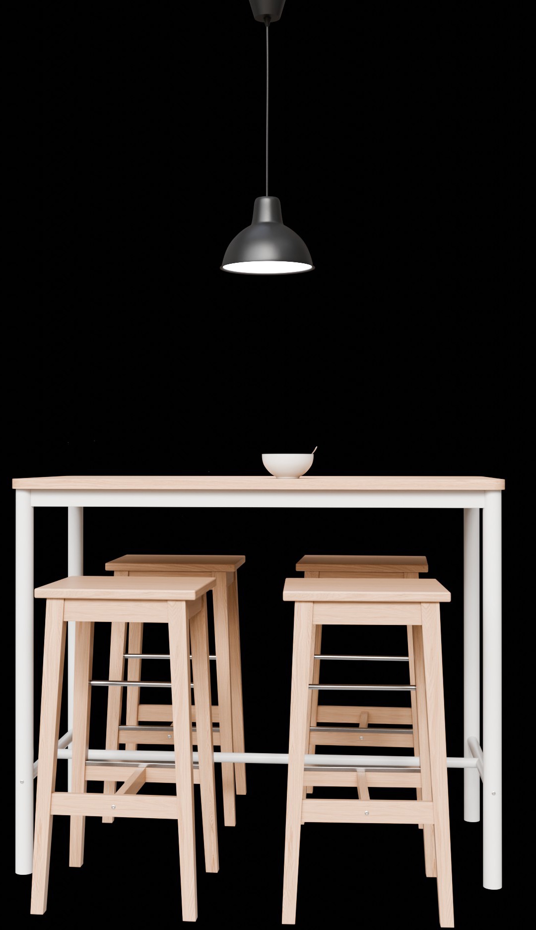 Wood Table with Stools  3D model_22
