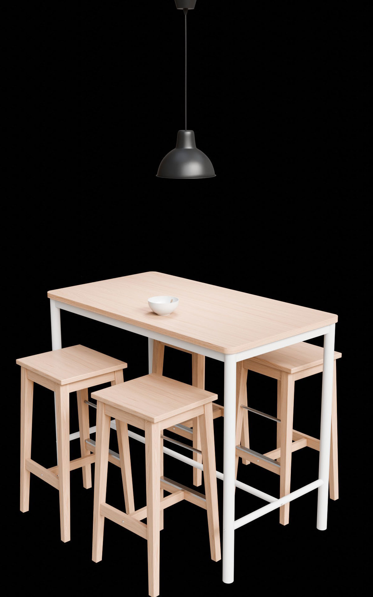 Wood Table with Stools  3D model_11